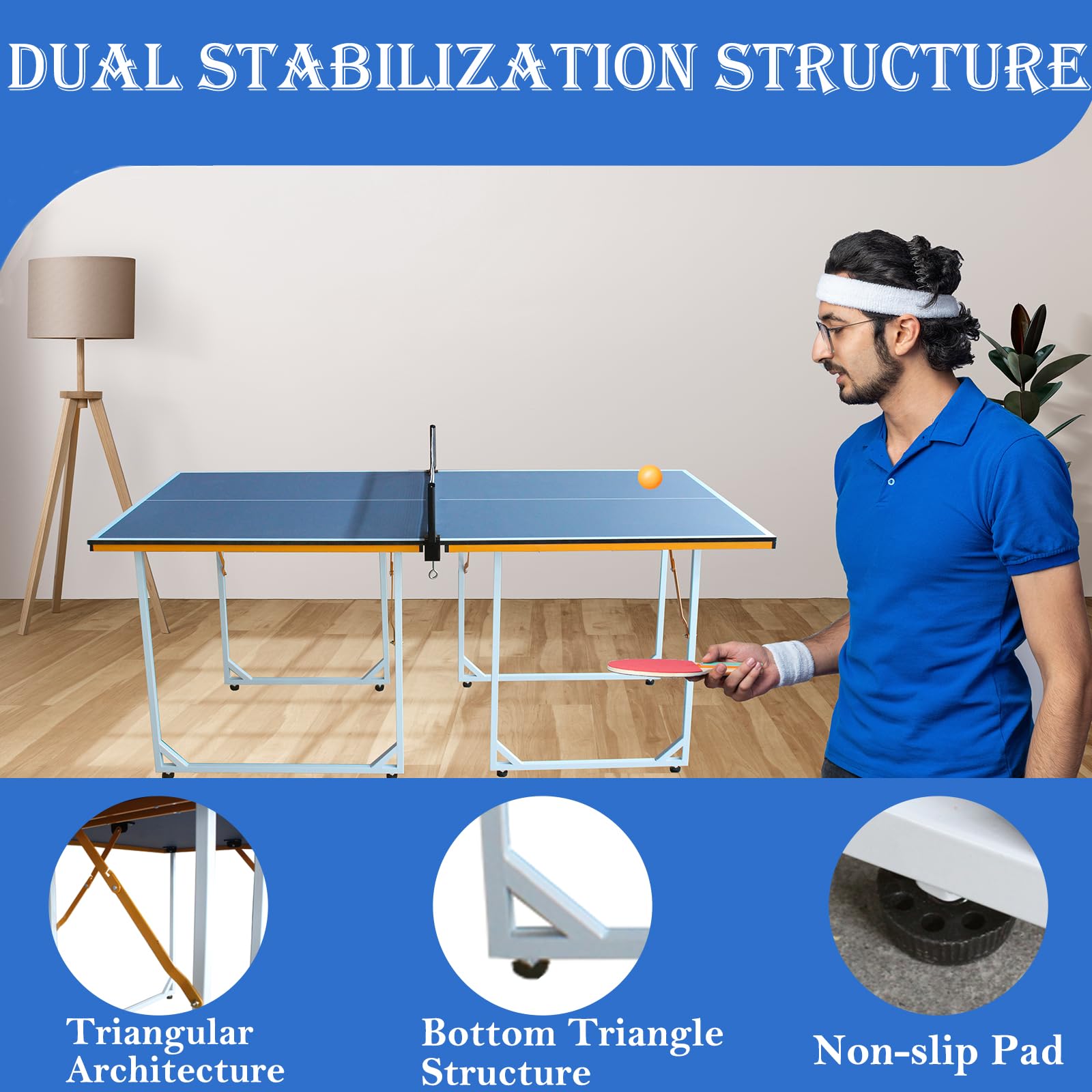 Foldable 4.5ft/6ft Portable Ping Pong Table Set with 2 Paddles, 3 Balls & Net - Indoor Outdoor Table Tennis Game for Backyard, Basement, Office & Party Fun