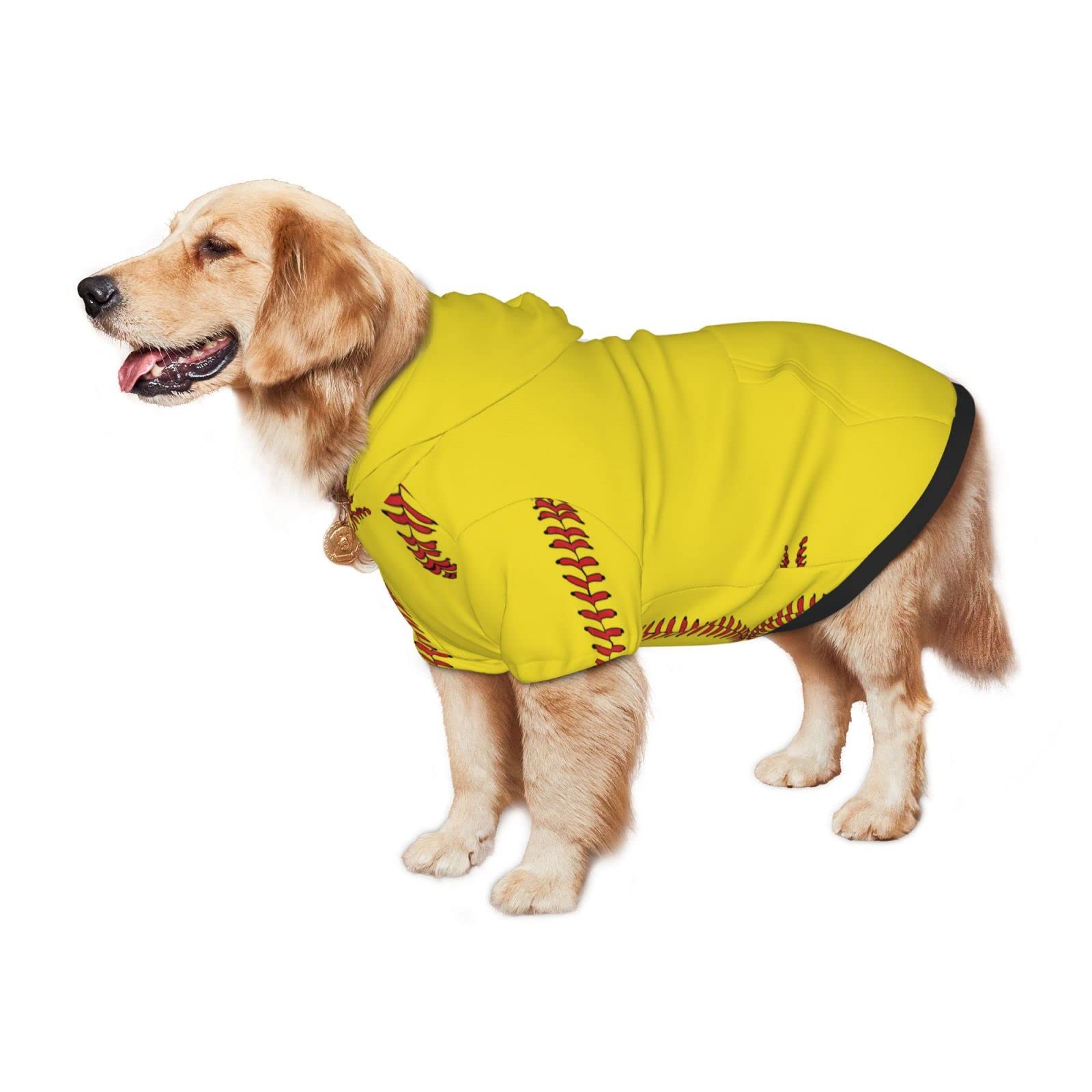 Softball Baseball Dog Hoodie Sweaters with Pocket - Hooded Apparel Costume for Medium & Large Dogs - Perfect for Outdoor Play, Pet Fashion & Photo Shoots