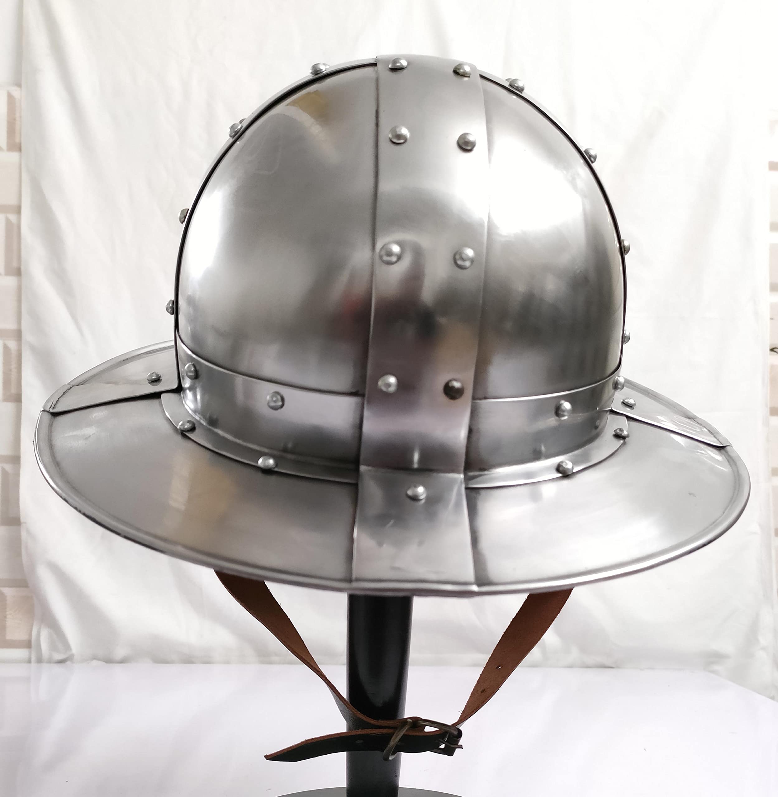 Warriorpoint Medieval Kettle Hat - 14th Century Knight Helmet with Free Liner | Silver Sugarloaf Gladiator Barbuta | German Crusader Spanish Armor Replica | Perfect for LARP, Cosplay, Renaissance Fairs & Historical Reenactments