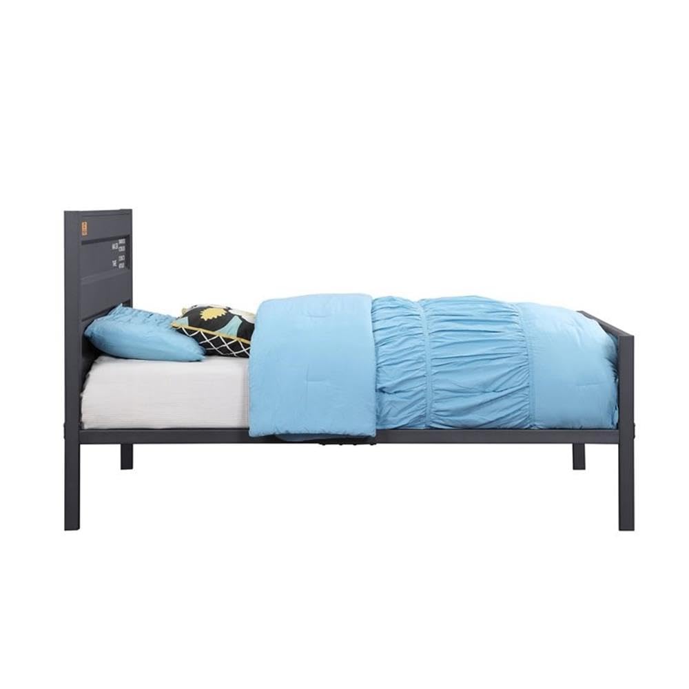 Acme Cargo Full Panel Kids Bed in Gunmetal - Durable Metal Twin Size Bed Frame for Boys & Girls - Perfect for Kids Bedrooms, Playrooms & Sleepovers