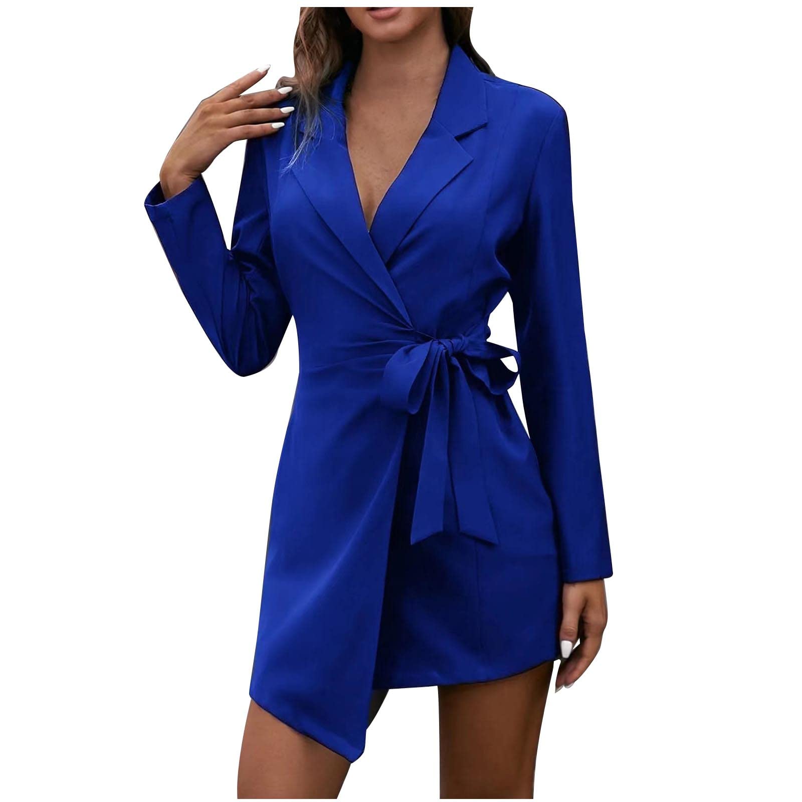 Women's Blazer Dress with Lace-Up Waist - Office & Party Wear