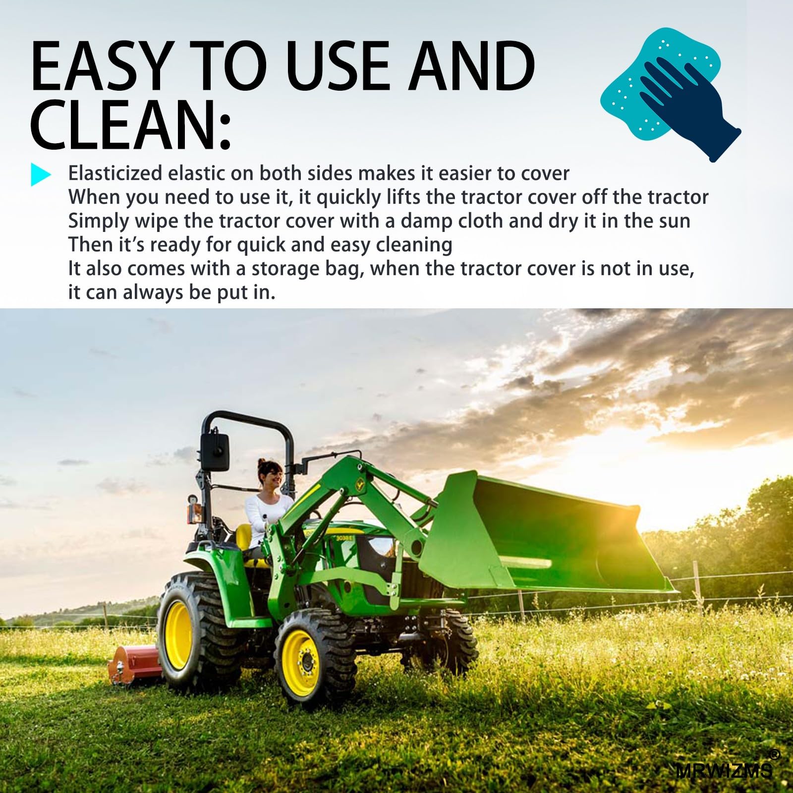 Heavy Duty Waterproof Tractor Cover - 600D Oxford Fabric with UV Protection & Dustproof - Universal Fit (189