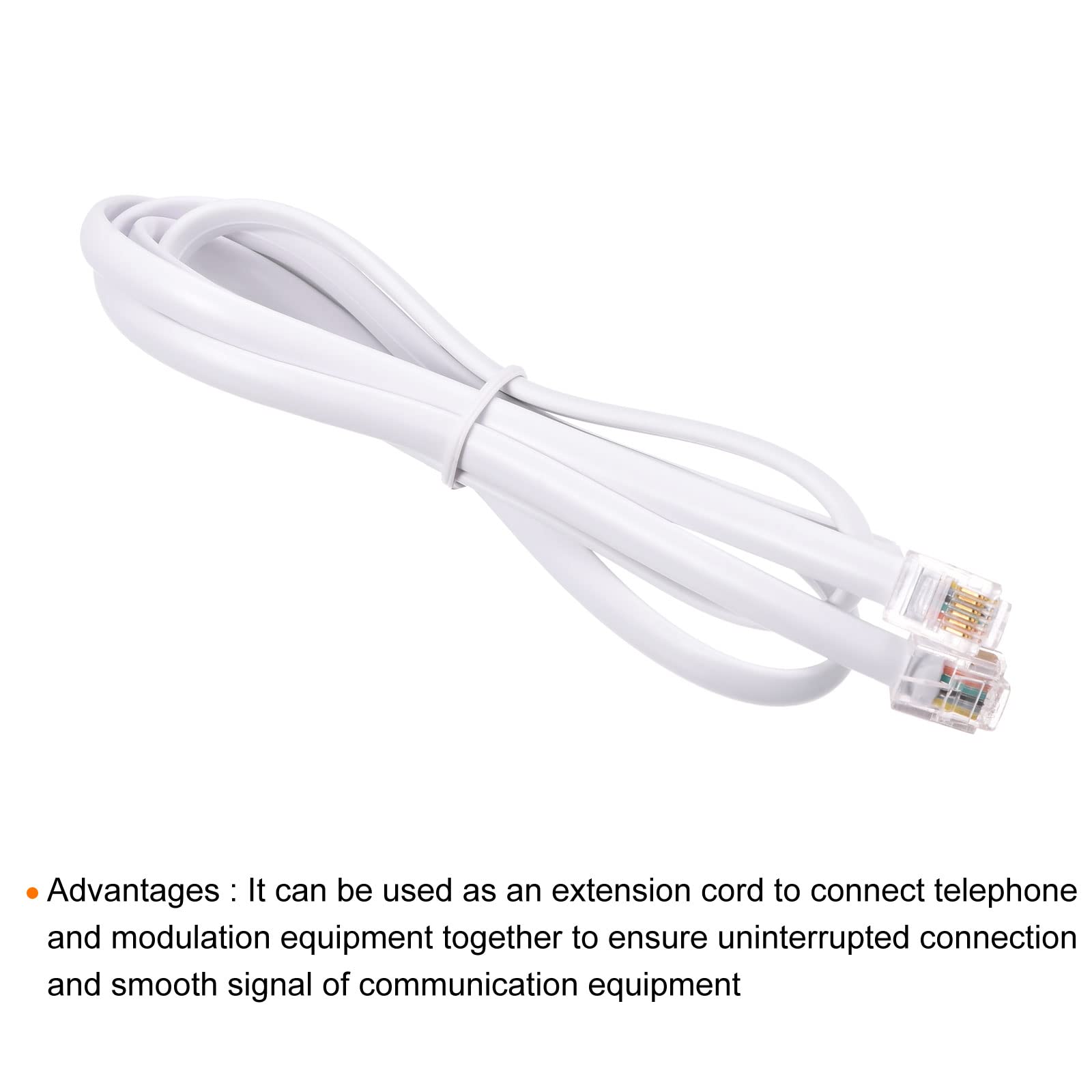 3.28FT MECCANIXITY Phone Extension Cord - RJ11 6P6C Male to Male Telephone Cable for Landline Phones & Fax Machines (White) | Perfect for Home Office, Business Use & Long Distance Connections