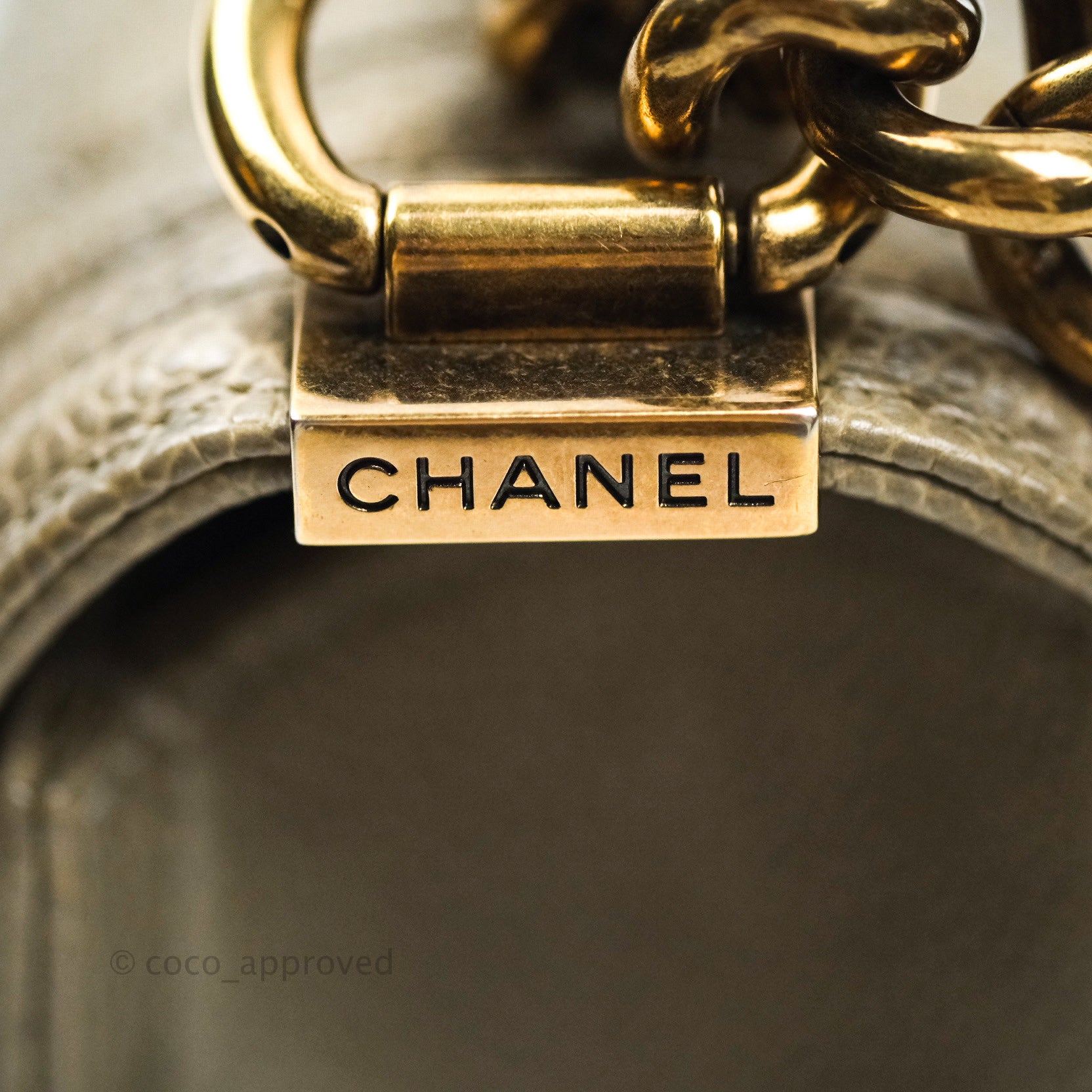 Chanel Boy Quilted Medium Handbag in Taupe Grey Caviar Leather with Gold Hardware - Perfect for Work, Evening Events & Luxury Fashion Accessories