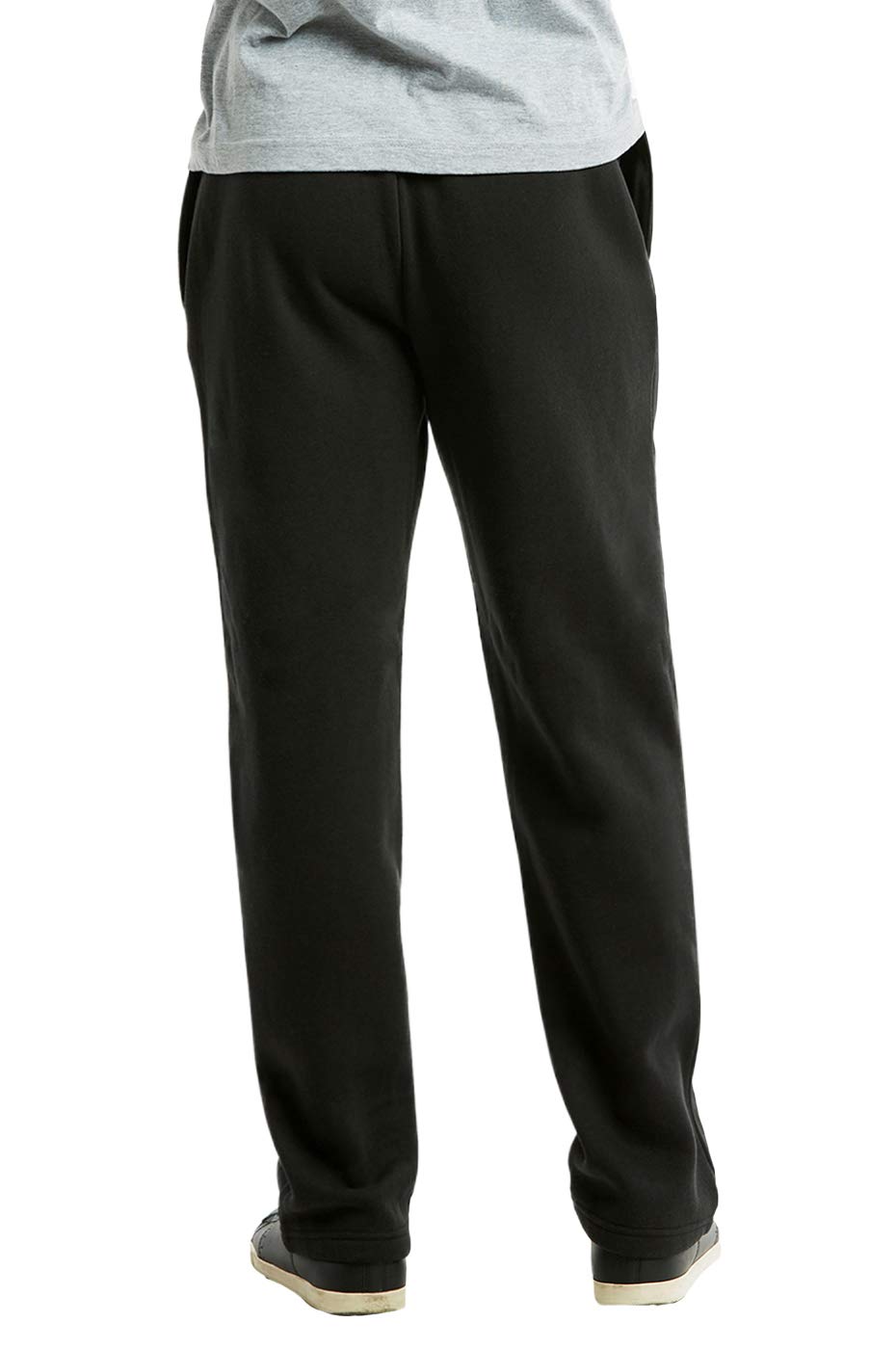 Men's Heavyweight Cotton Blend Fleece Sweatpants with Open Bottom - Comfortable Winter Lounge Pants for Home, Gym & Outdoor Activities
