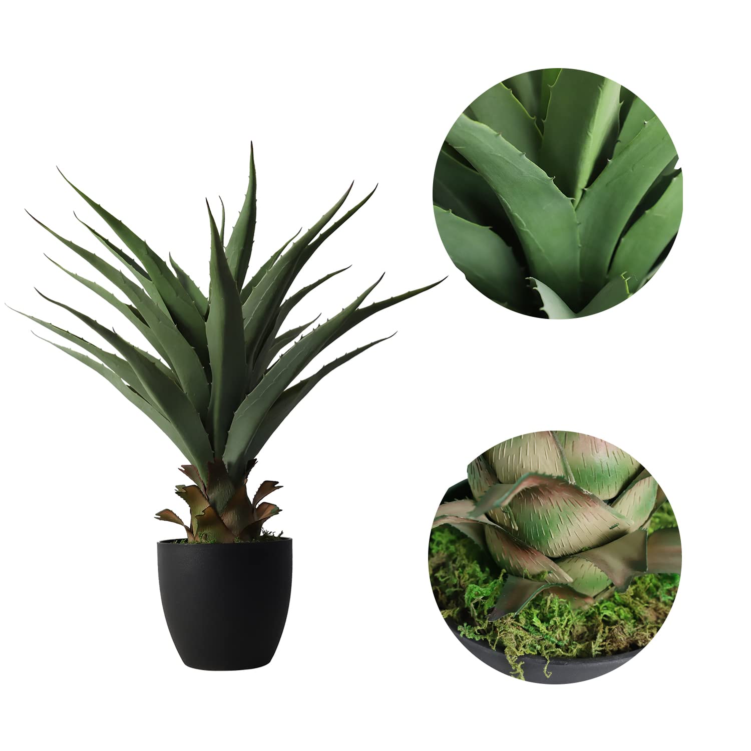 27 Inch Artificial Sansevieria Snake Plant - Fake Agave Plastic Potted Greenery for Home Office Garden Decor | Indoor Outdoor Decorative Houseplant for Living Room, Bedroom, Patio