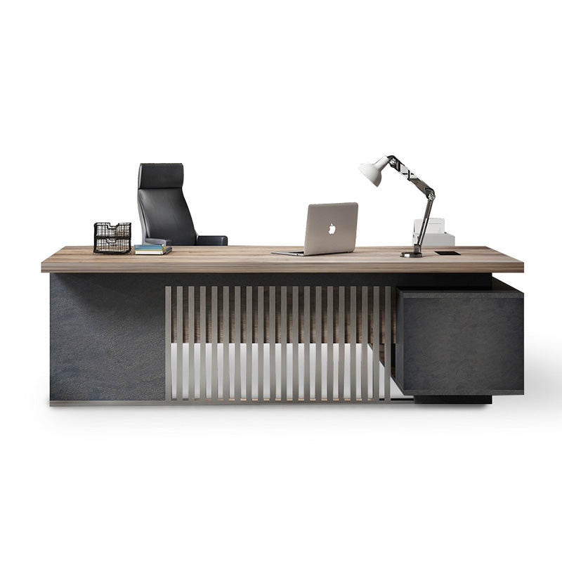 DAXTON Executive Desk with Left Return 2.4M - Warm Oak & Black Finish - Modern Office Furniture for Home & Business Workspaces