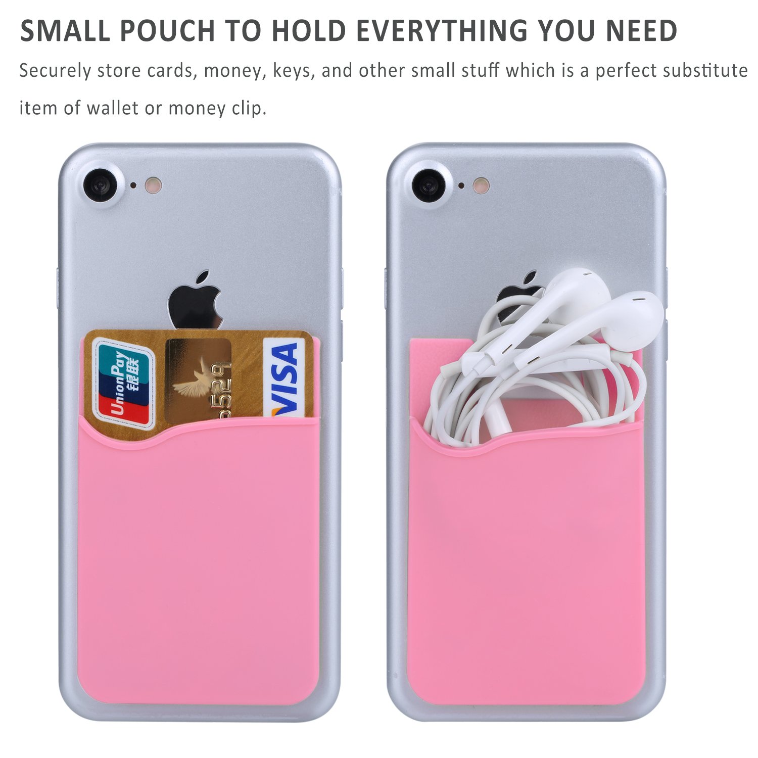3 Pack Silicone Stick-on Phone Card Holder - Self Adhesive Wallet for iPhone 15/14/13/12 Pro Max, Samsung Galaxy & iPad | Holds Credit Cards & ID | Pink, Purple, Rose Gold | Perfect for Travel, Shopping & Daily Use