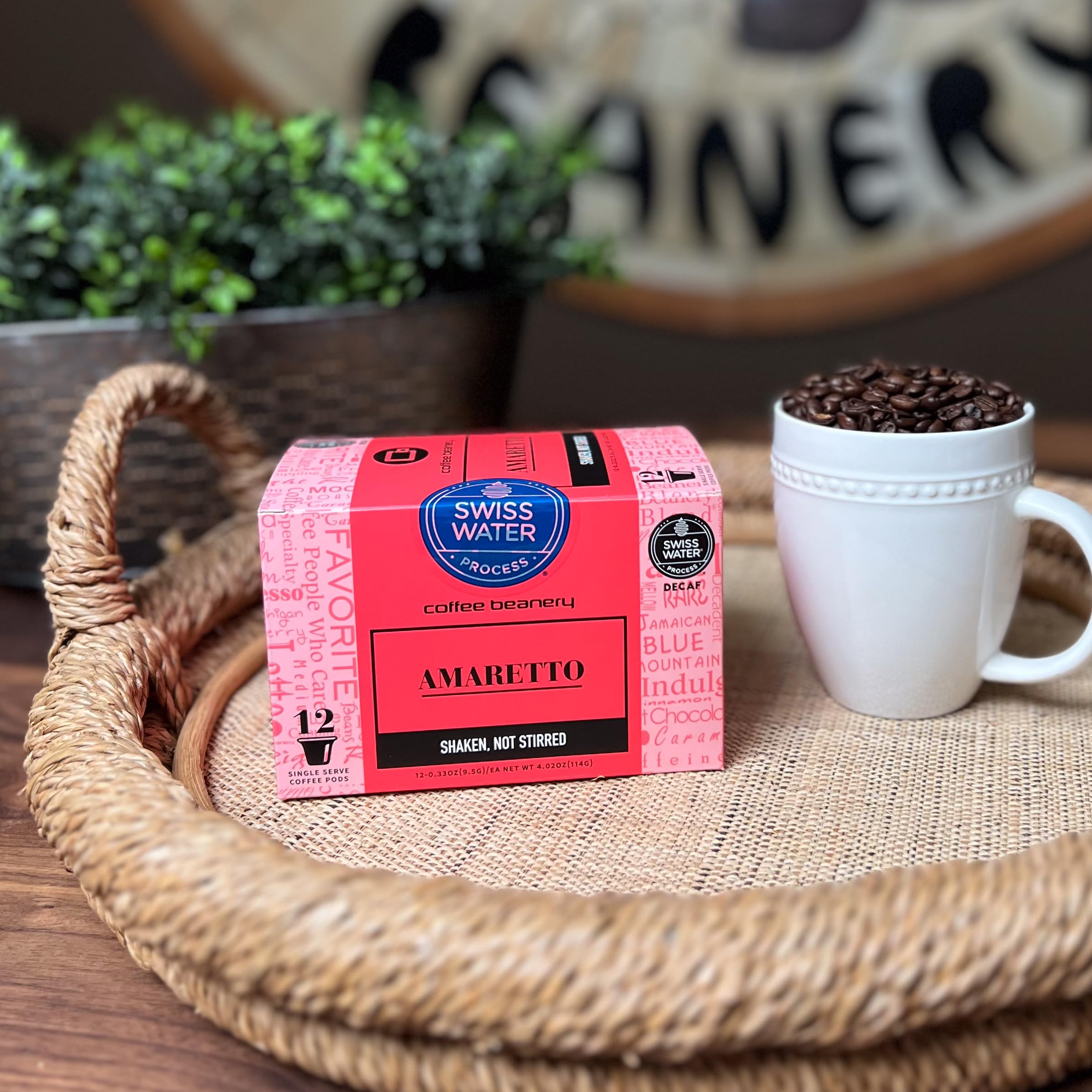 Amaretto Decaf Coffee Pods by Coffee Beanery | 12ct Medium Roast Arabica Coffee Pods for Keurig Brewers - Perfect for Afternoon Relaxation & Evening Enjoyment