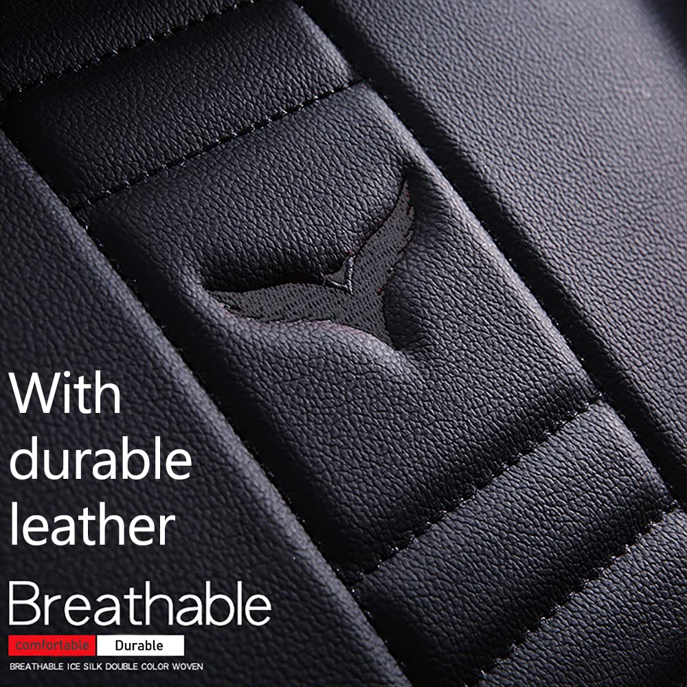 Premium Universal Fit PU Leather Car Seat Covers Set for Chevy Bolt EUV 2023 - Black with Black Line Design, Includes Headrest & Lumbar Support Pillows | Durable Auto Interior Protection for Commuting, Road Trips & Family Travel