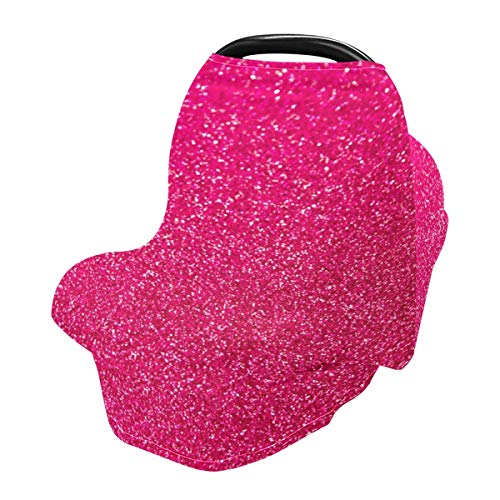 Hot Pink Glitter Nursing Cover & Breastfeeding Scarf - Baby Car Seat Cover, Stroller Canopy, Car Seat Shade for Newborns - Perfect for Nursing in Public, Shopping, and Outdoor Activities (929b)