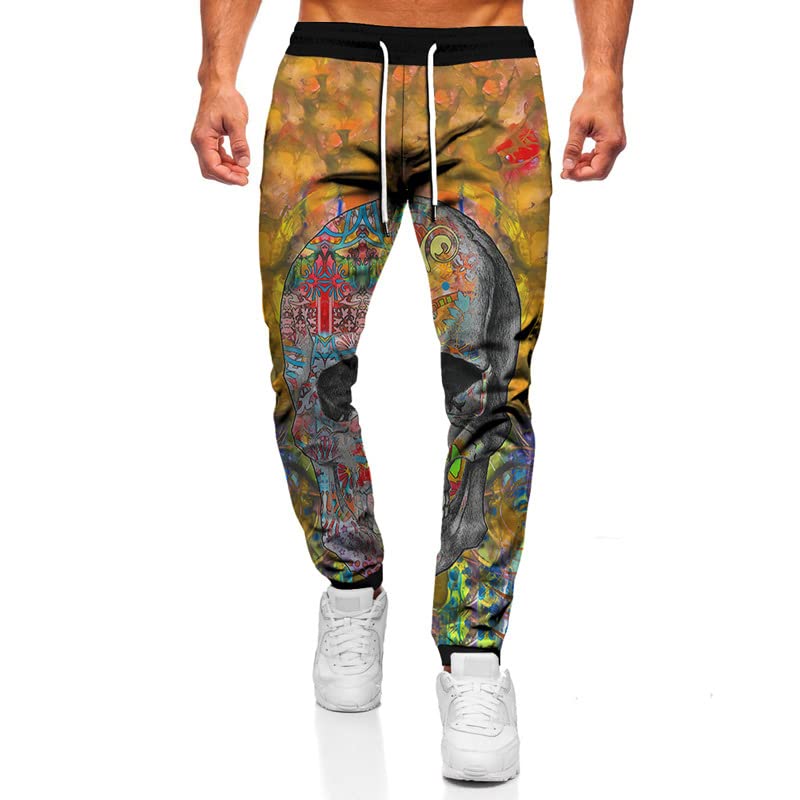3D Skull Skeleton Men's Sweatpants - Funny Horror Halloween Streetwear Joggers, Oversized Casual Lounge Pants for Men | Perfect for Halloween Costumes, Cosplay, Street Fashion & Comfortable Loungewear