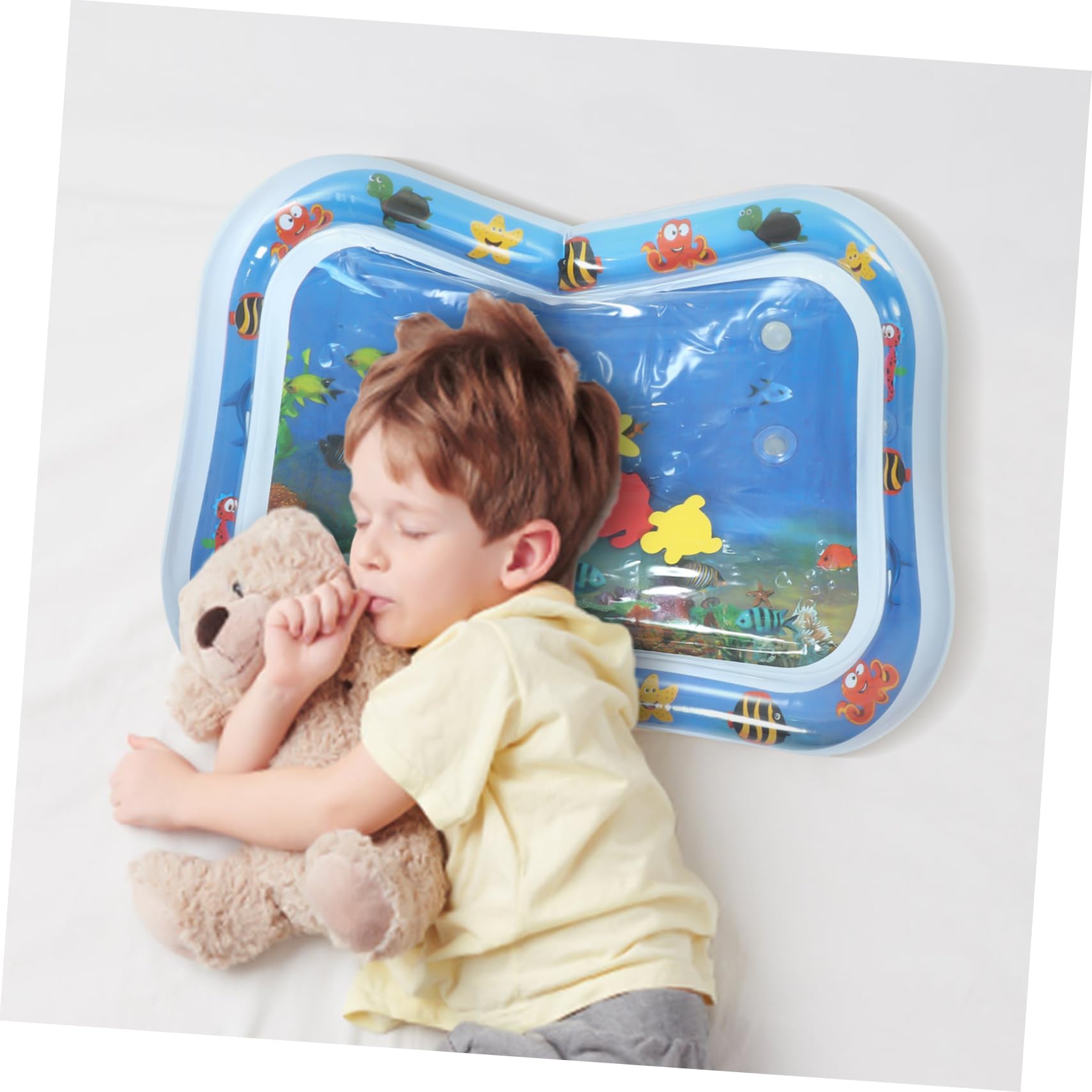 COOLHIYA Baby Water Play Mat - Non-Toxic PVC Water Cushion for Newborns & Toddlers | Sensory Development Toy for Tummy Time & Floor Play | Blue
