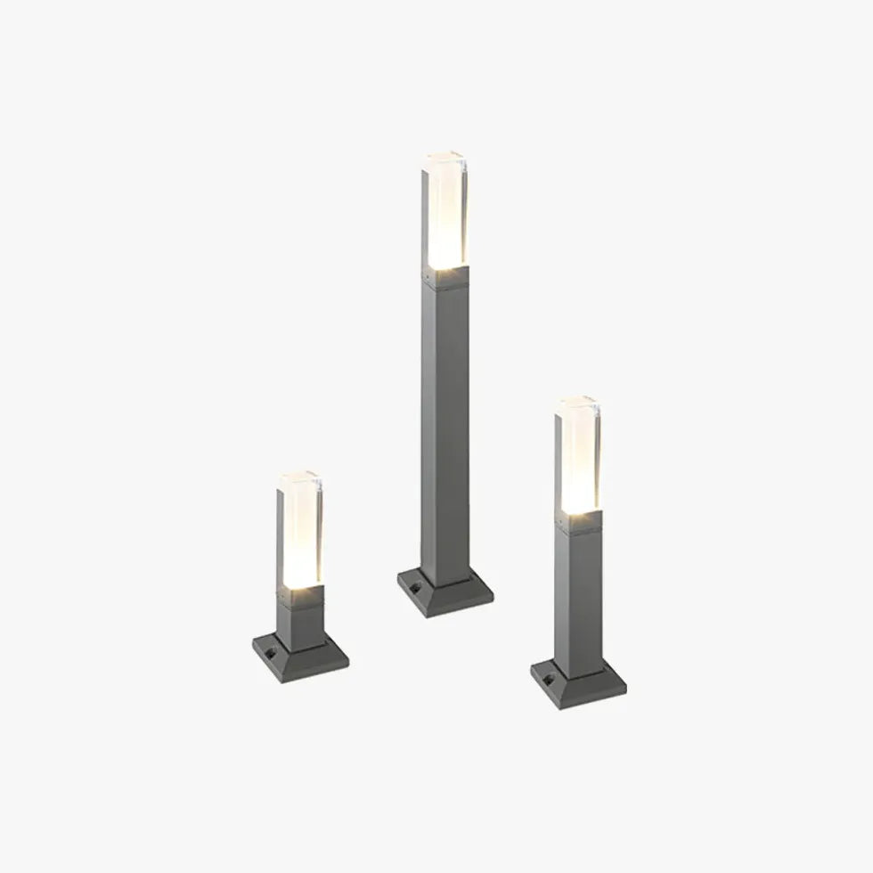 Square Acrylic Solar Bollard Lights - Outdoor Landscape Lighting for Garden, Pathway, Driveway & Patio | Weatherproof Solar Powered LED Lights