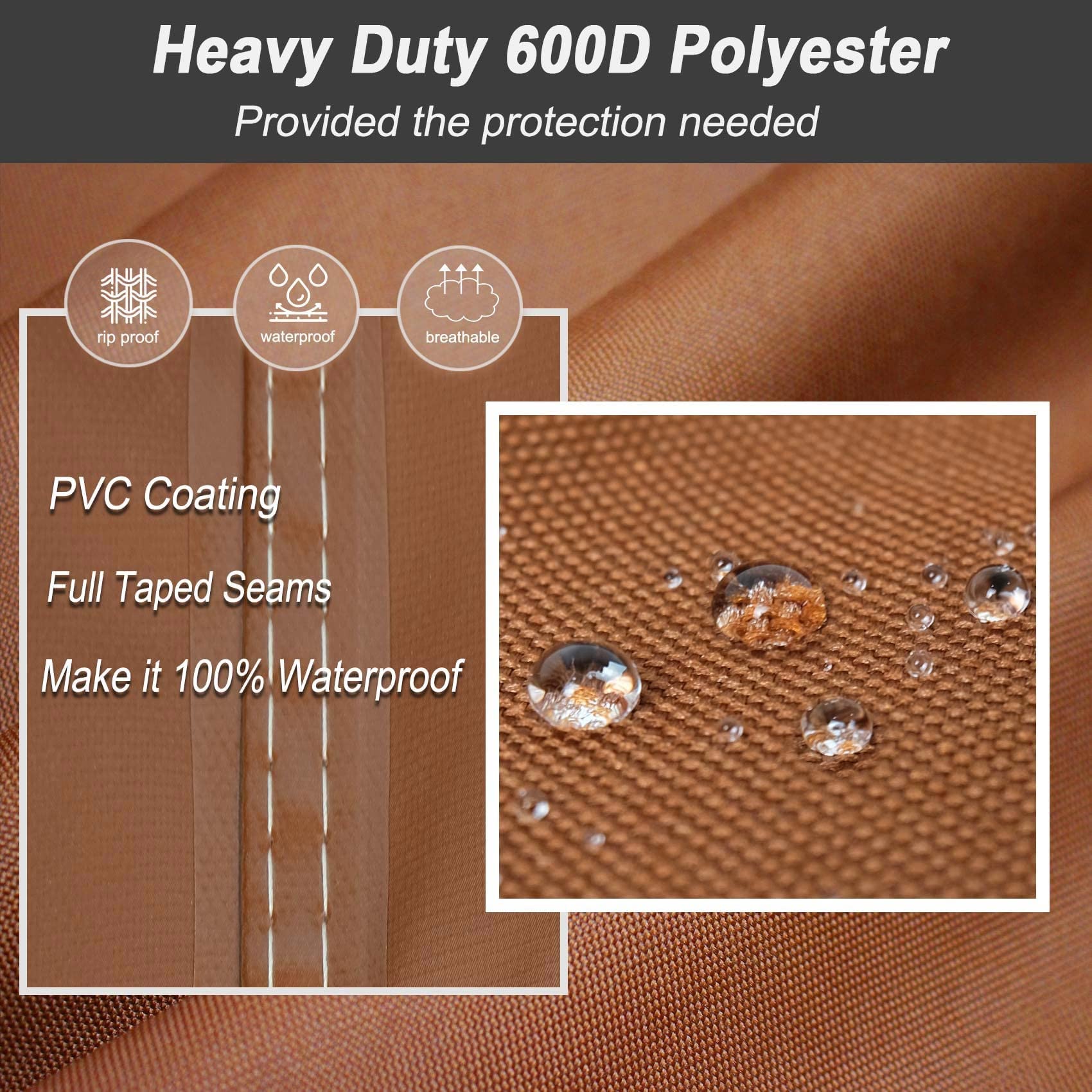 NettyPro Waterproof 600D Heavy Duty Patio Sofa Bench Cover - Outdoor Furniture Protector for 3-Seater Couch (79