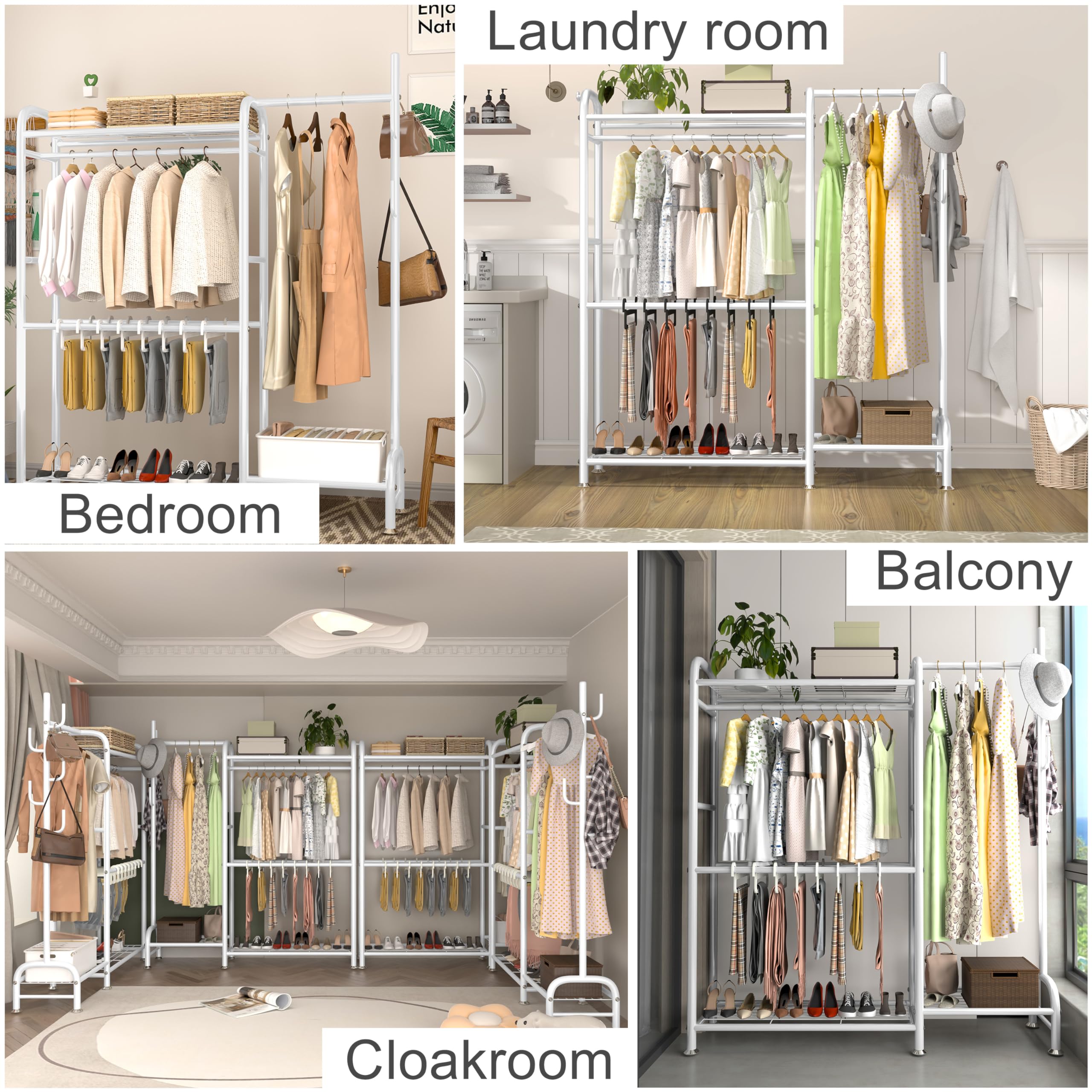 Portable Closet Wardrobe Organizer with Shelves & Hanging Rod - Free Standing Garment Rack for Clothes Storage (72.83 x 61.42 x 14.57 Inches) - Perfect for Bedroom, Dorm, Apartment & Small Space Organization