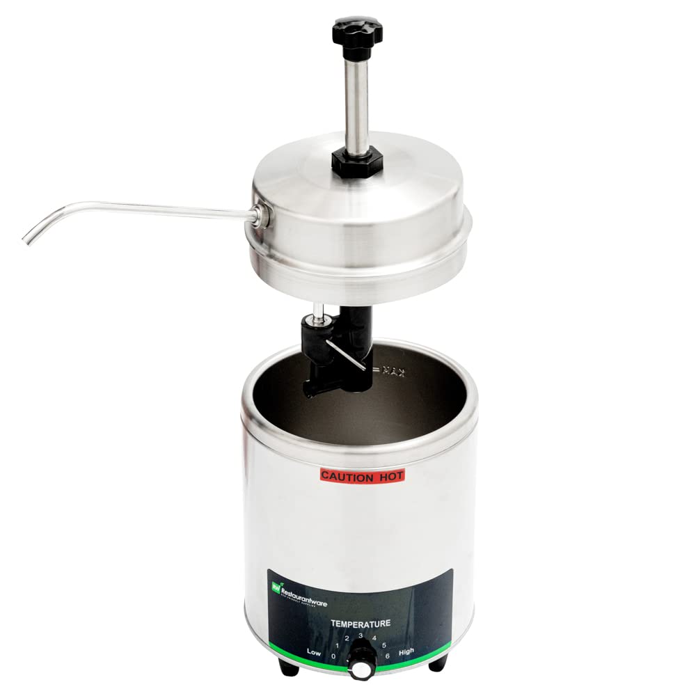 Restaurantware Hi Tek Electric Sauce Dispenser Pump - 3.5-Qt Stainless Steel Condiment Pump with 7 Temperature Settings & Spout | Perfect for Restaurants, Catering, and Home Kitchens