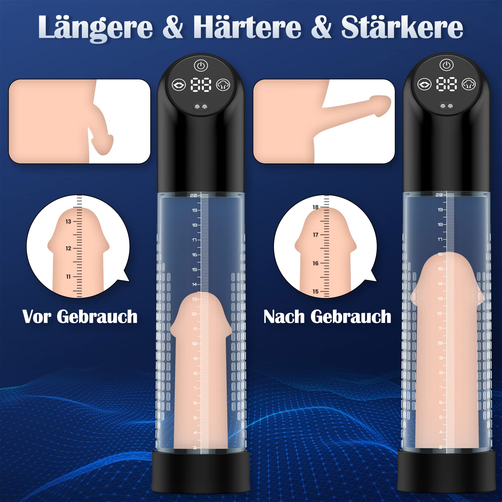 **IPX7 Waterproof Penis Pump for Men - 6 Suction Levels, Silicone Sleeves & Cock Rings - Enhances Size & Pleasure - Perfect for Solo Play & Couples Use**