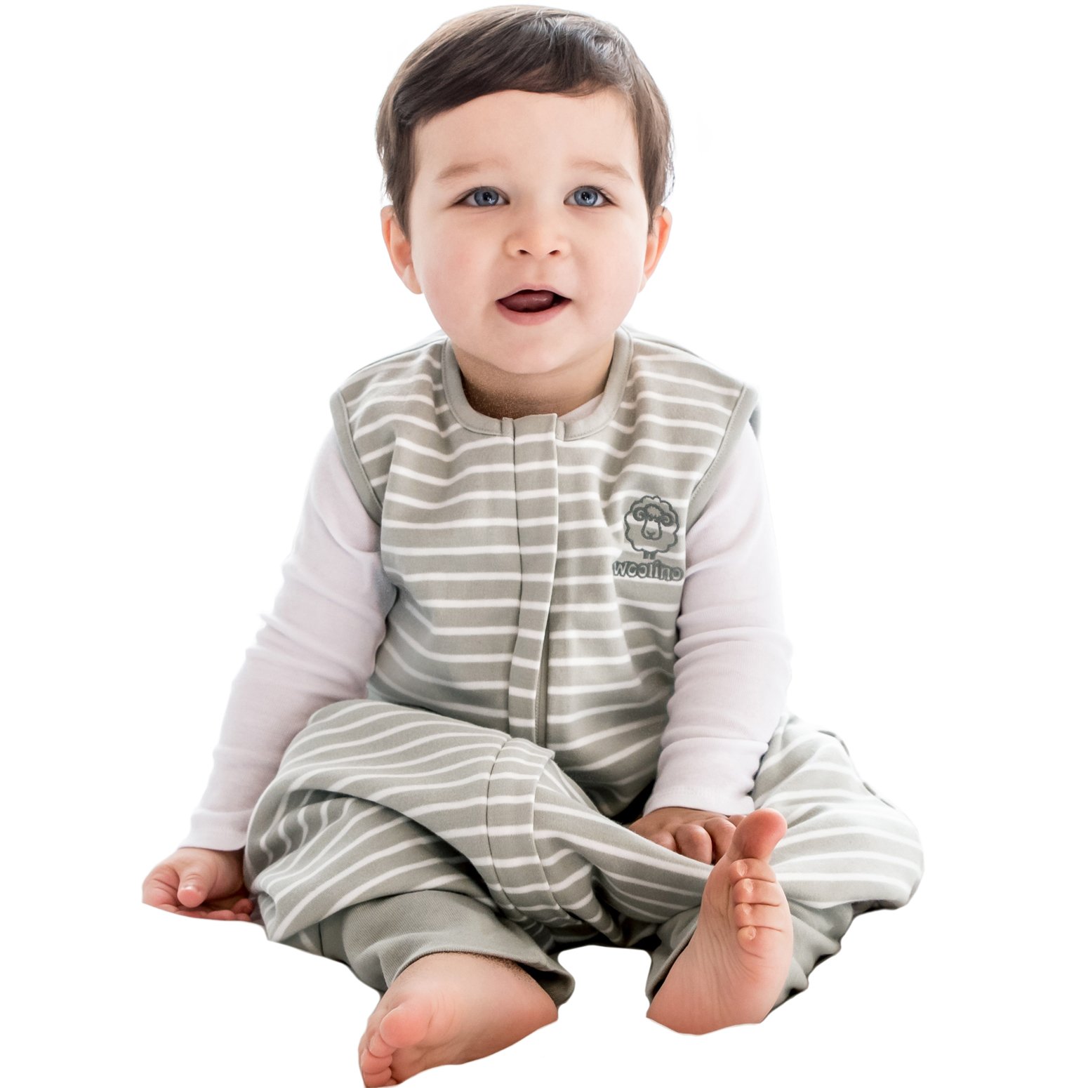 Woolino 4 Season Baby Sleep Sack with Feet - Merino Wool & Organic Cotton Walker Sleeping Bag for Toddlers 18-36 Months (Gray) - Perfect for Nursery, Daycare & Travel