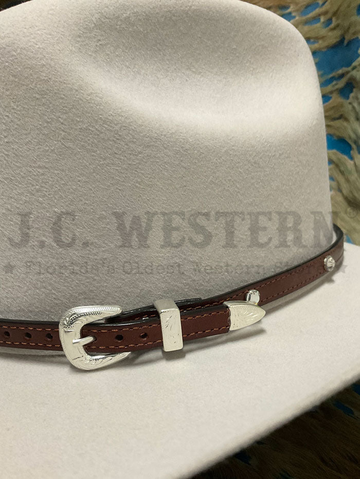 Fashionwest LC48 Brown Leather Rhinestone Hatband for Cowboy Hats - Western Style Accessory for Rodeo, Country Music & Outdoor Events