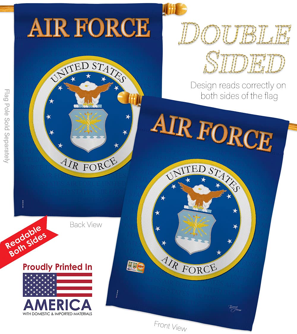 USAF American Military Garden Flags - Double-Sided 28x40 Inch Armed Forces Yard Banner for Veterans & Retirees - Patriotic Home Decor Gift for Outdoor & Indoor Use