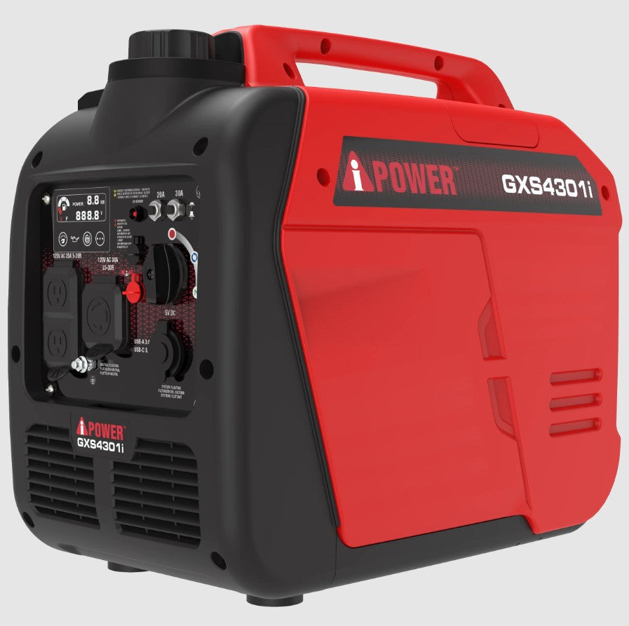 iPower GXS4301i 3450W/4300W Portable Inverter Generator with CO Alert - Quiet Gas Powered Generator for Camping, RV, Emergency Backup & Home Use