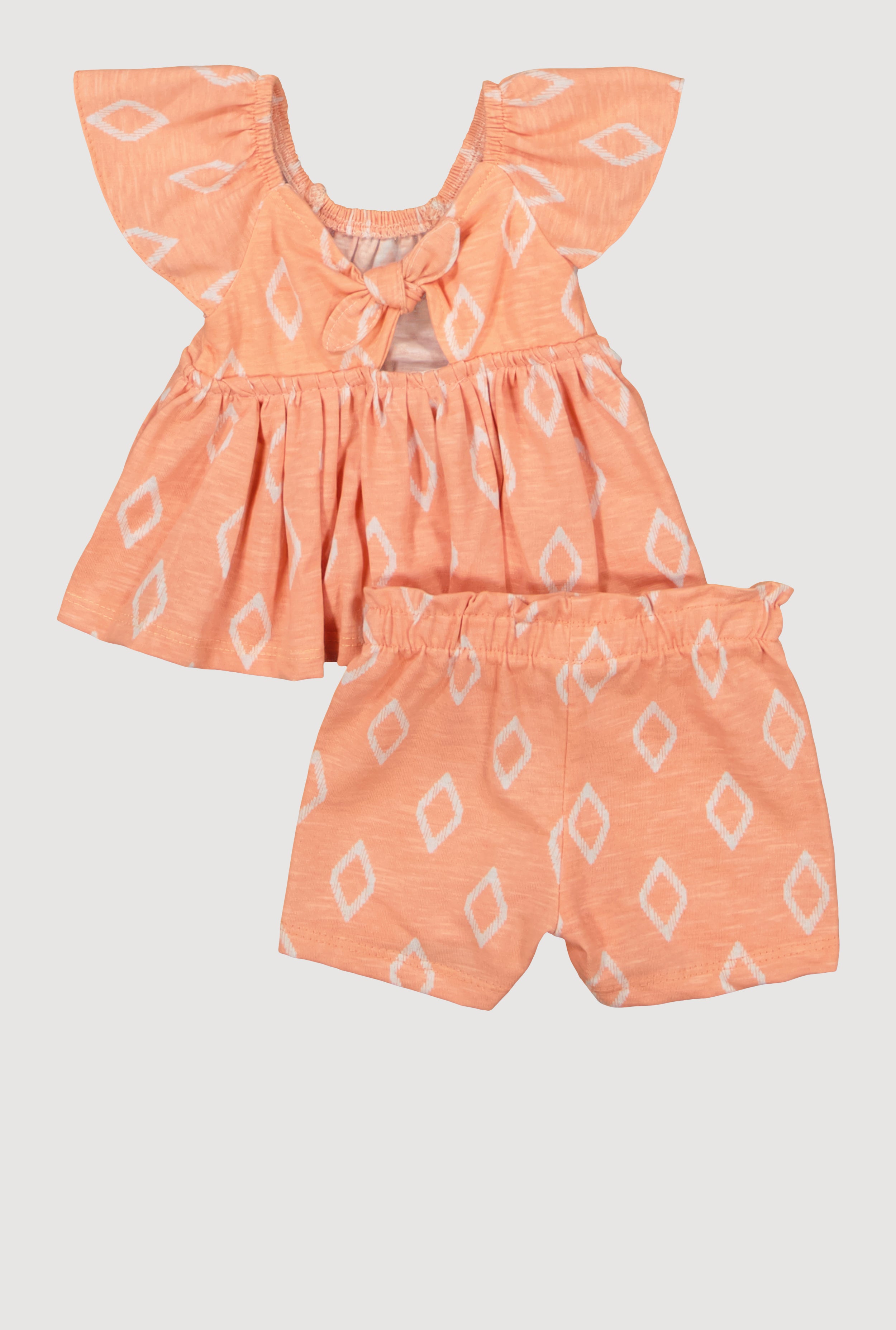 Baby Girls 0-9 Months Aztec Print Peplum Tee and Shorts Set - Soft Cotton Outfit for Newborns, Infants & Toddlers - Perfect for Playdates, Photo Shoots & Casual Wear