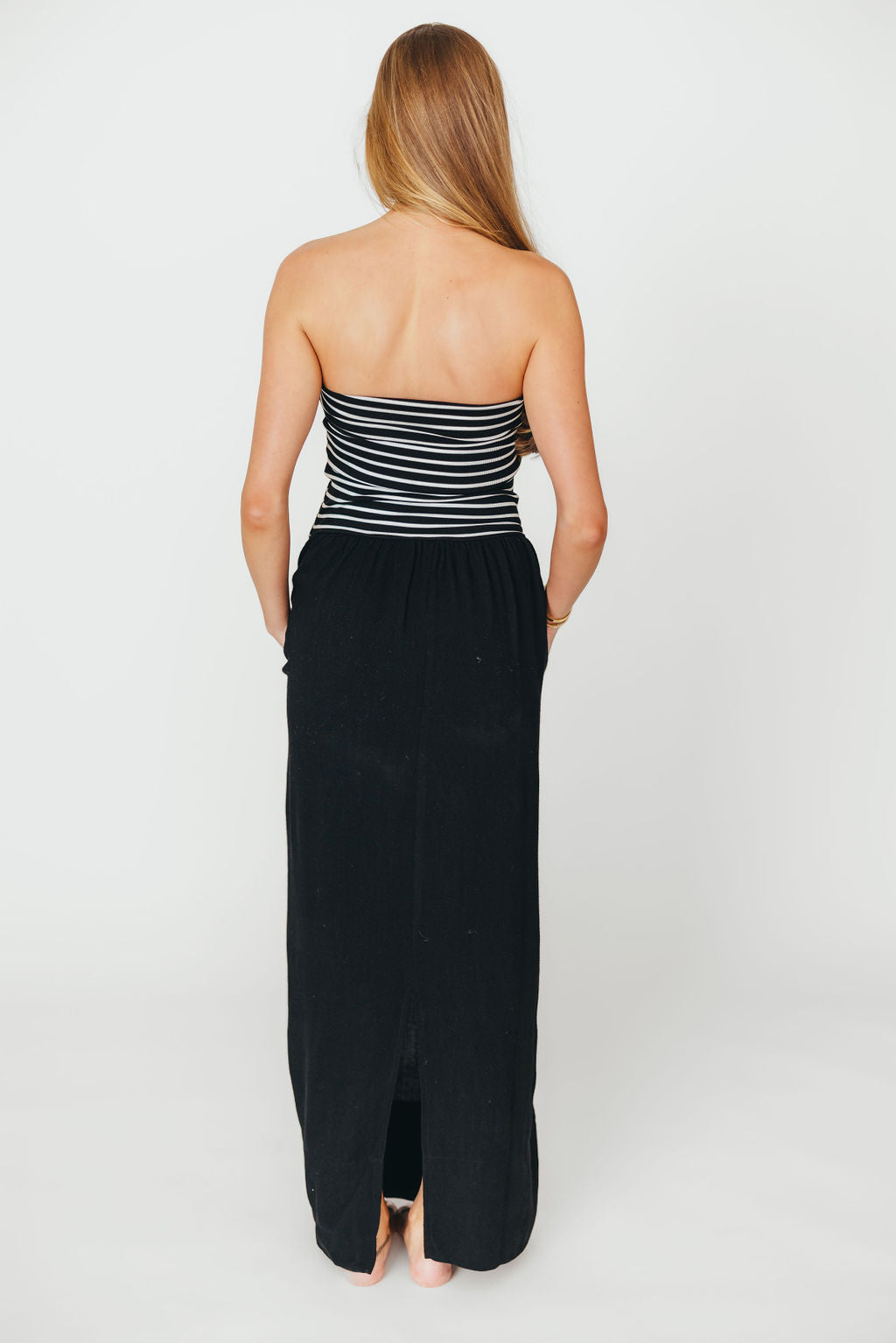 Annie Linen & Knit Maxi Dress - Black Striped Flowy Summer Dress for Women | Beach Cover Up, Vacation Outfit, Boho Chic Fashion