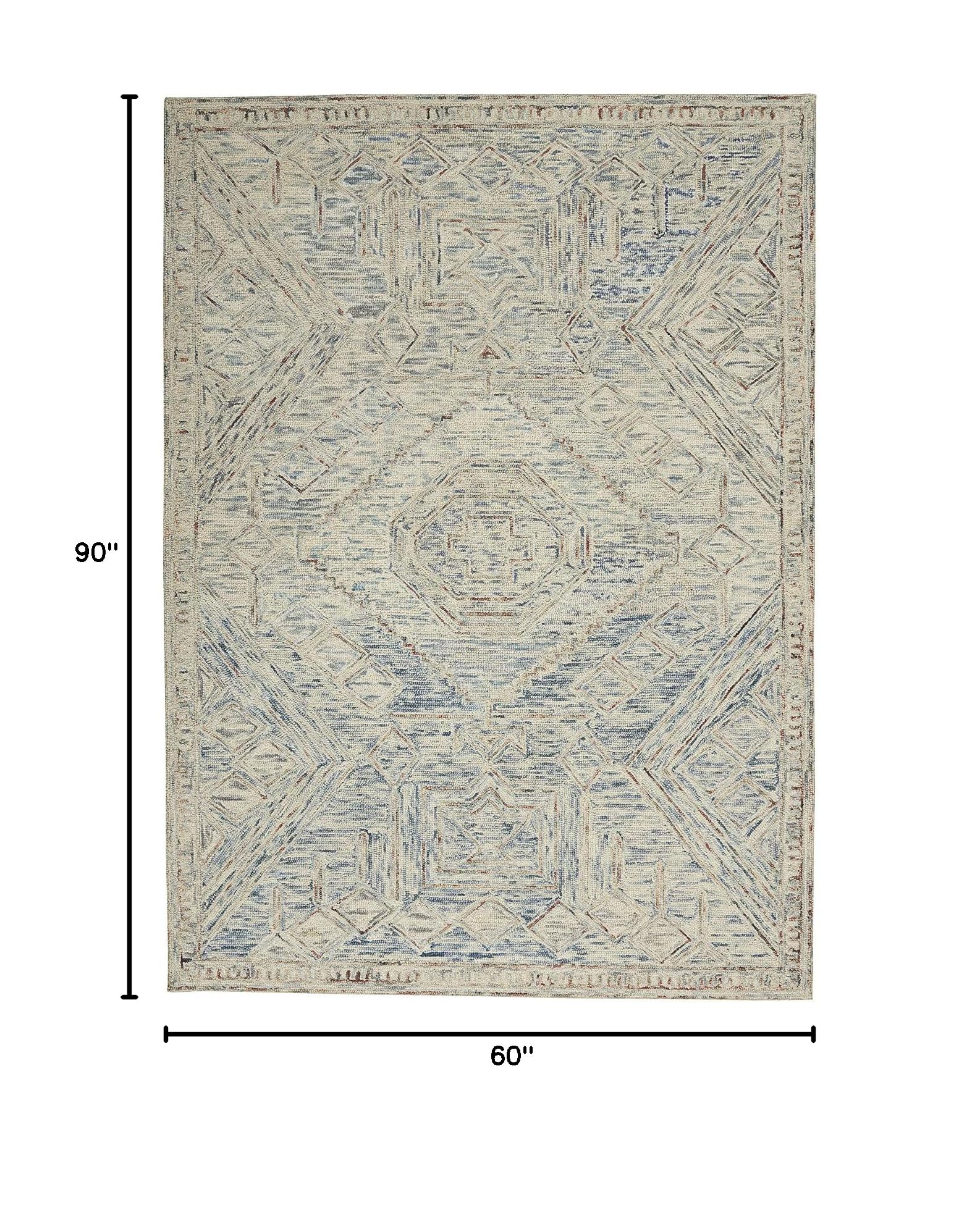 Nourison Linked Contemporary Blue Multi 5' x 7'6
