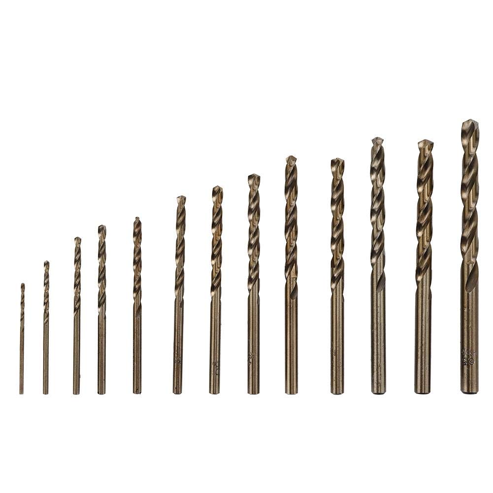 13Pcs HSS-CO Twisted Drill Bit Set with Straight Handle - High Speed Steel Cobalt Drill Bits for Home DIY, Engineering, Construction & Metal/Plastic/Wood Drilling - Perfect for General Repairs, Furniture Assembly & Workshop Projects