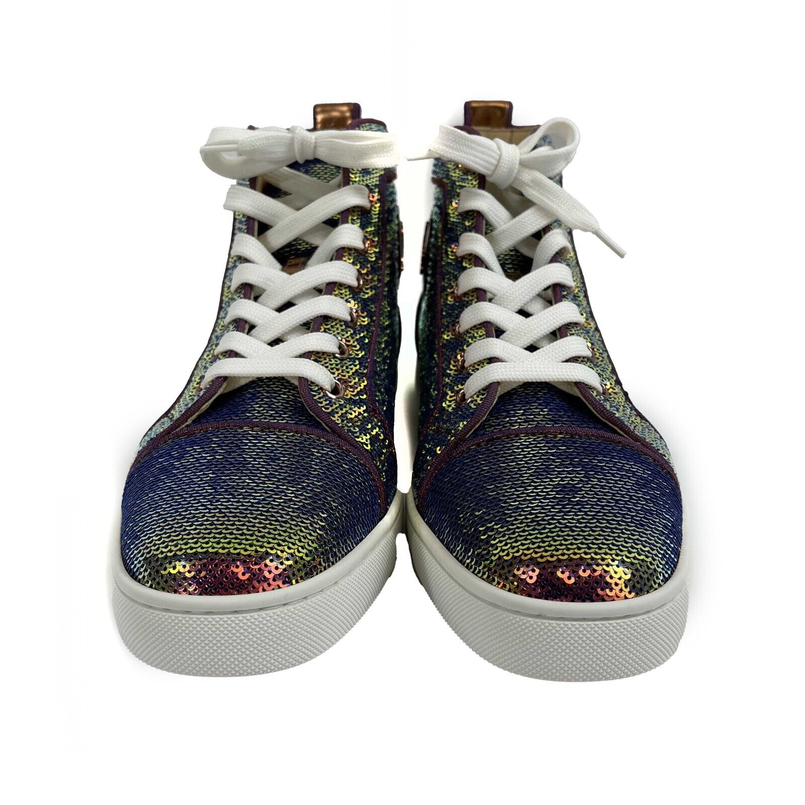 Christian Louboutin Iridescent Sequin High Top Sneakers - Women's Size 41 (US 8) | Glamorous Party & Evening Wear Fashion Shoes