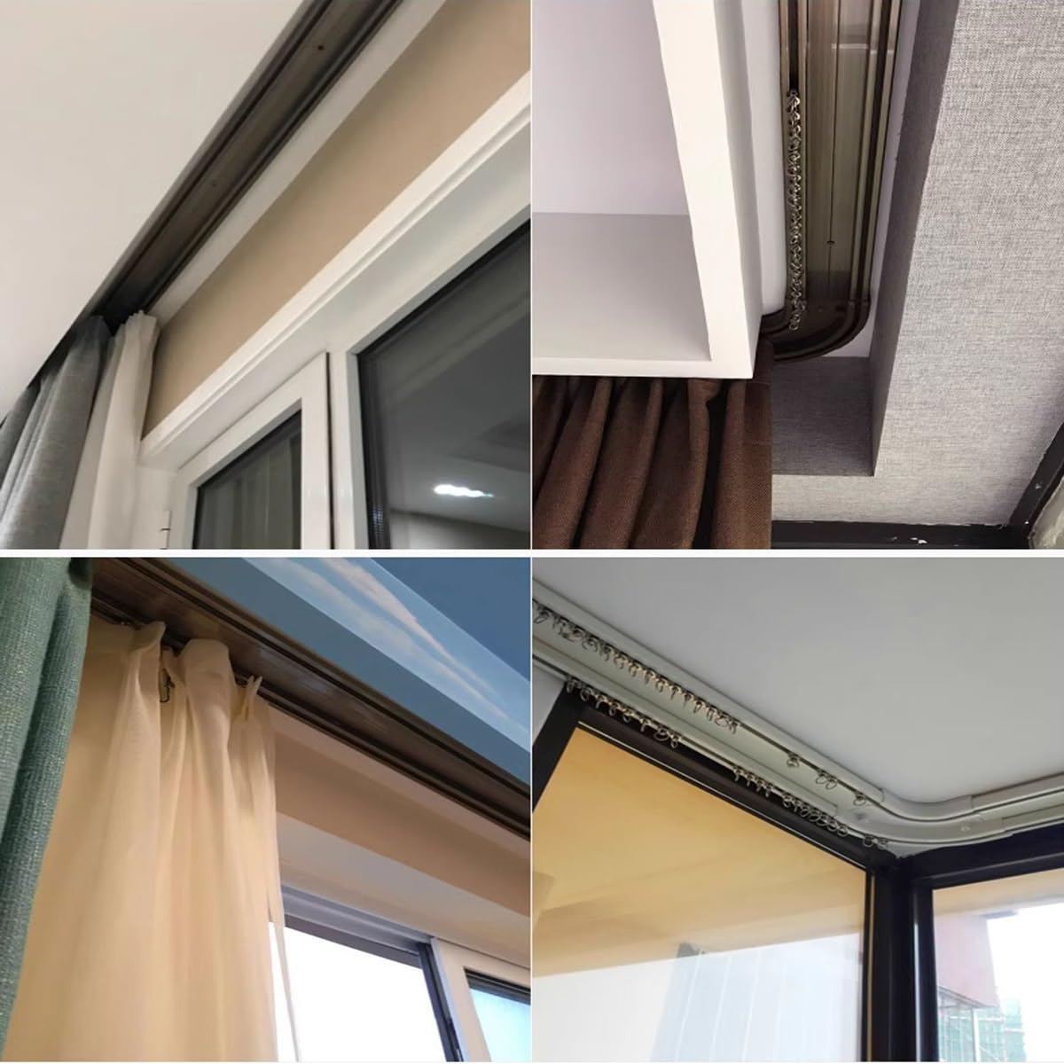 Heavy-Duty Double Curtain Track Ceiling Mount System - 300cm (2x150cm) White Conjoined Curtain Rails for Living Room, Bedroom, Shower & RV - Perfect for Room Dividers, Privacy Screens and Window Treatments