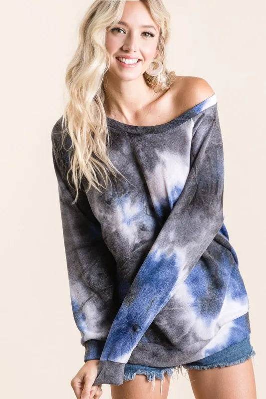 BiBi Tie Dye Sweater Knit Top for Women | Trendy Boho Chic Long Sleeve Pullover | Perfect for Fall Fashion, Casual Outings & Music Festivals