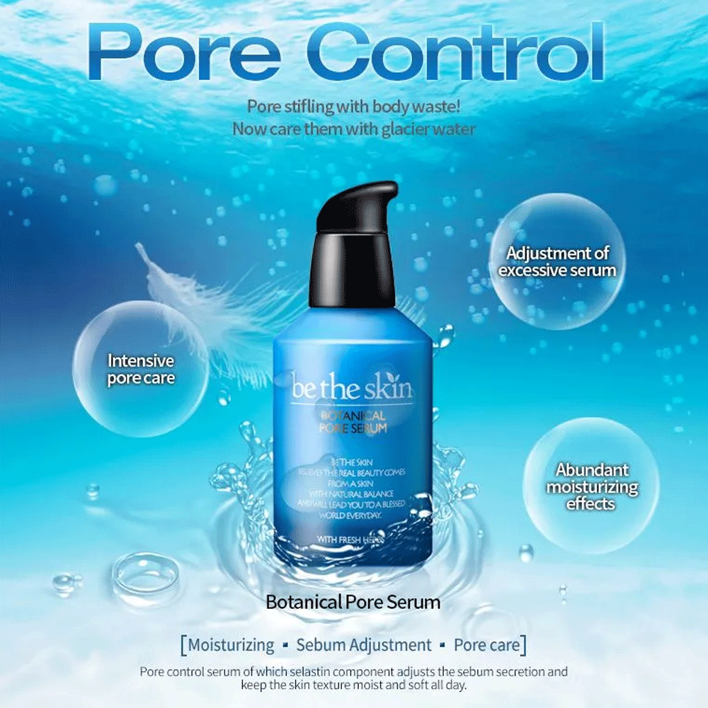 Be The Skin Botanical Pore Serum 50ml - Korean Skincare for Oily & Acne-Prone Skin - Minimize Pores & Control Shine - Perfect for Daily Skincare Routine