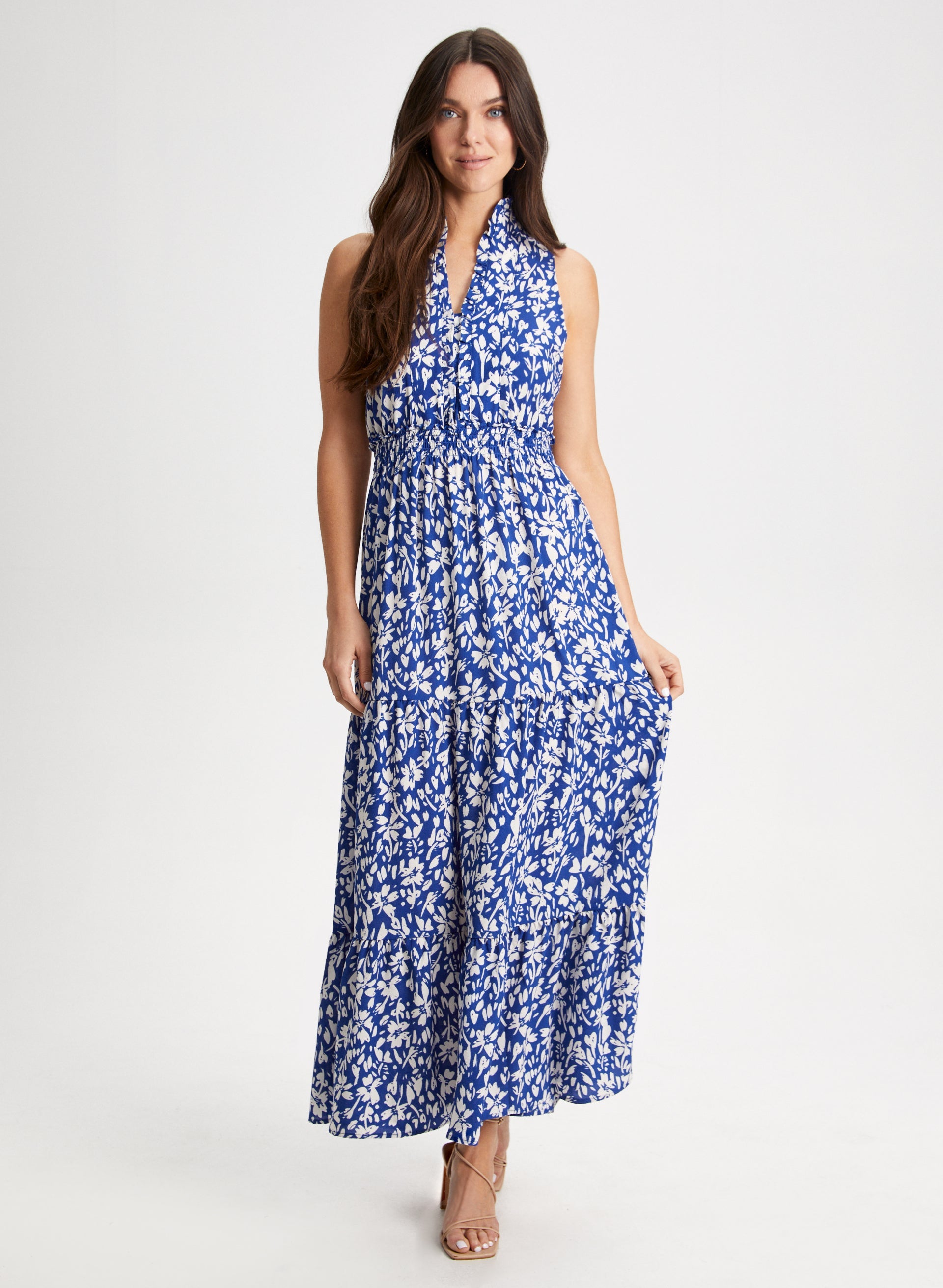 Floral Print Maxi Dress for Women - Summer Boho Long Flowy Dress with Pockets - Perfect for Beach Vacation, Wedding Guest & Outdoor Parties