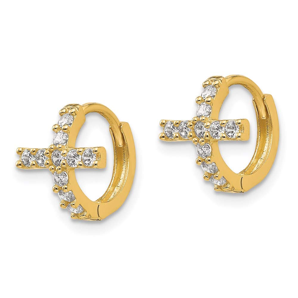 14K Yellow Gold Hinged Huggie Earrings for Women - 11mm Cubic Zirconia CZ Hoop Earrings | Perfect for Everyday Wear, Date Nights & Special Occasions