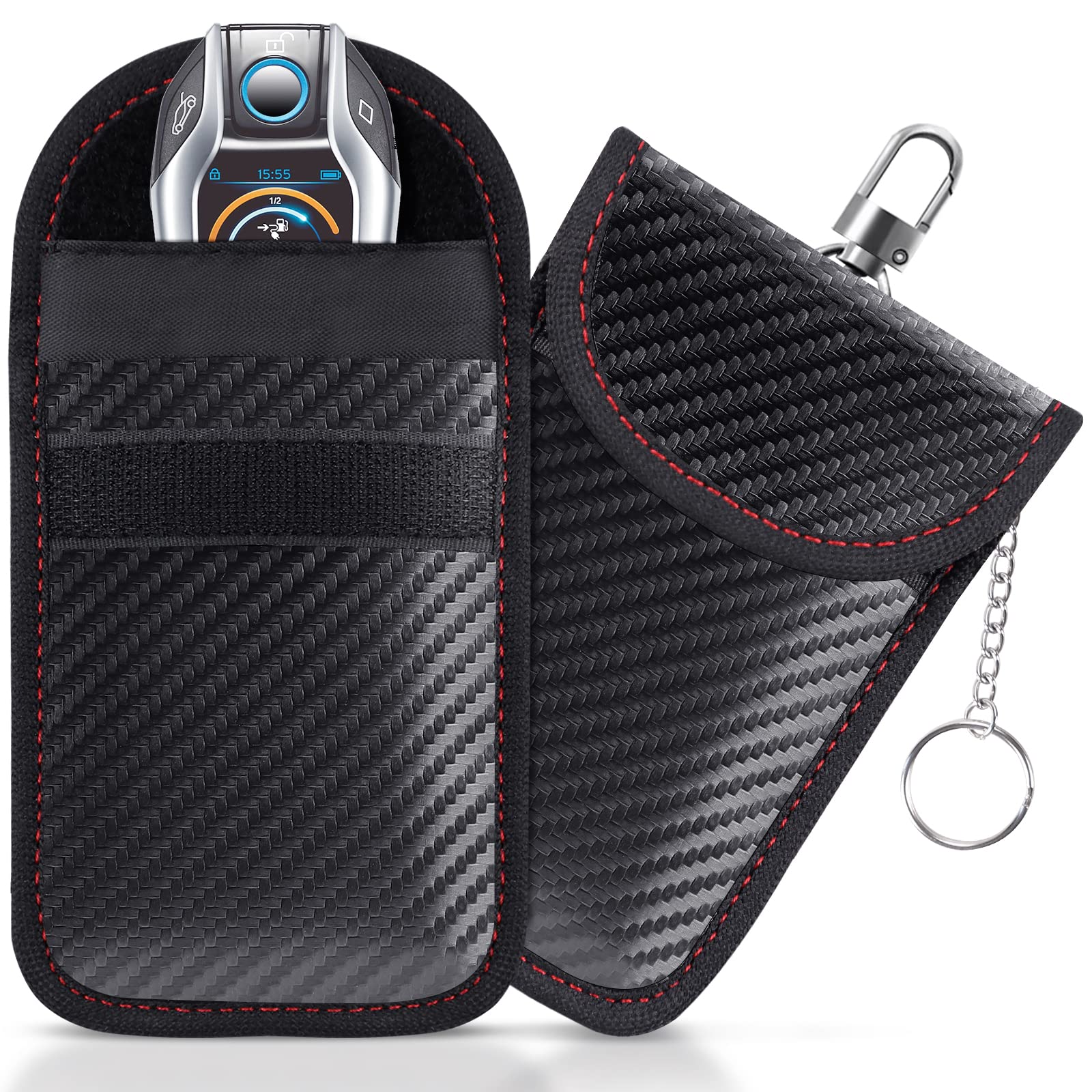 Faraday Pouch for Car Keys (2 Pack) - RFID Signal Blocking Bag, Anti-Theft Key Fob Protector & Cage for Keyless Entry Vehicles - Perfect for Travel, Parking & Home Security