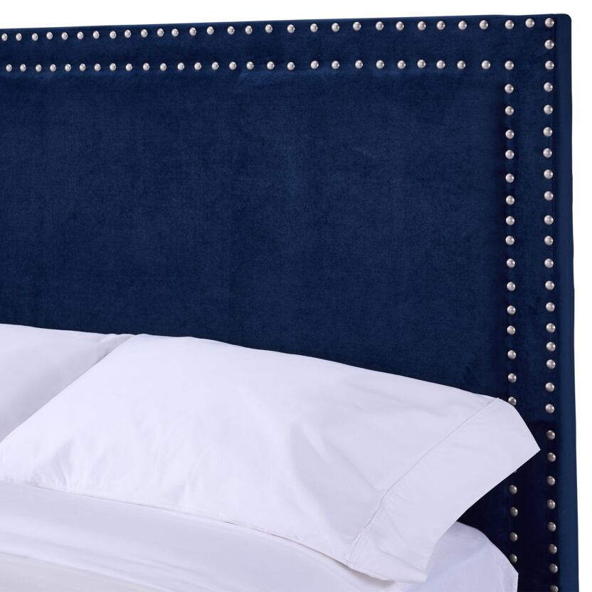 Chloe Full Size Headboard in Navy Blue - Upholstered Bed Frame Headboard for Bedroom Decor and Cozy Home Styling
