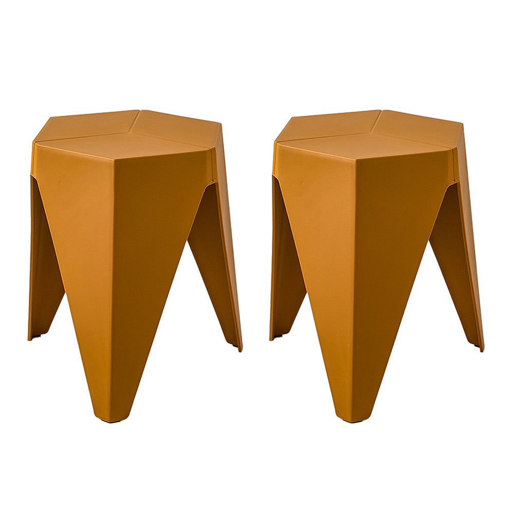 2-Pack Yellow Plastic Bar Stools - Stackable Foot Stools for Kitchen Counter, Game Room, or Outdoor Patio Seating
