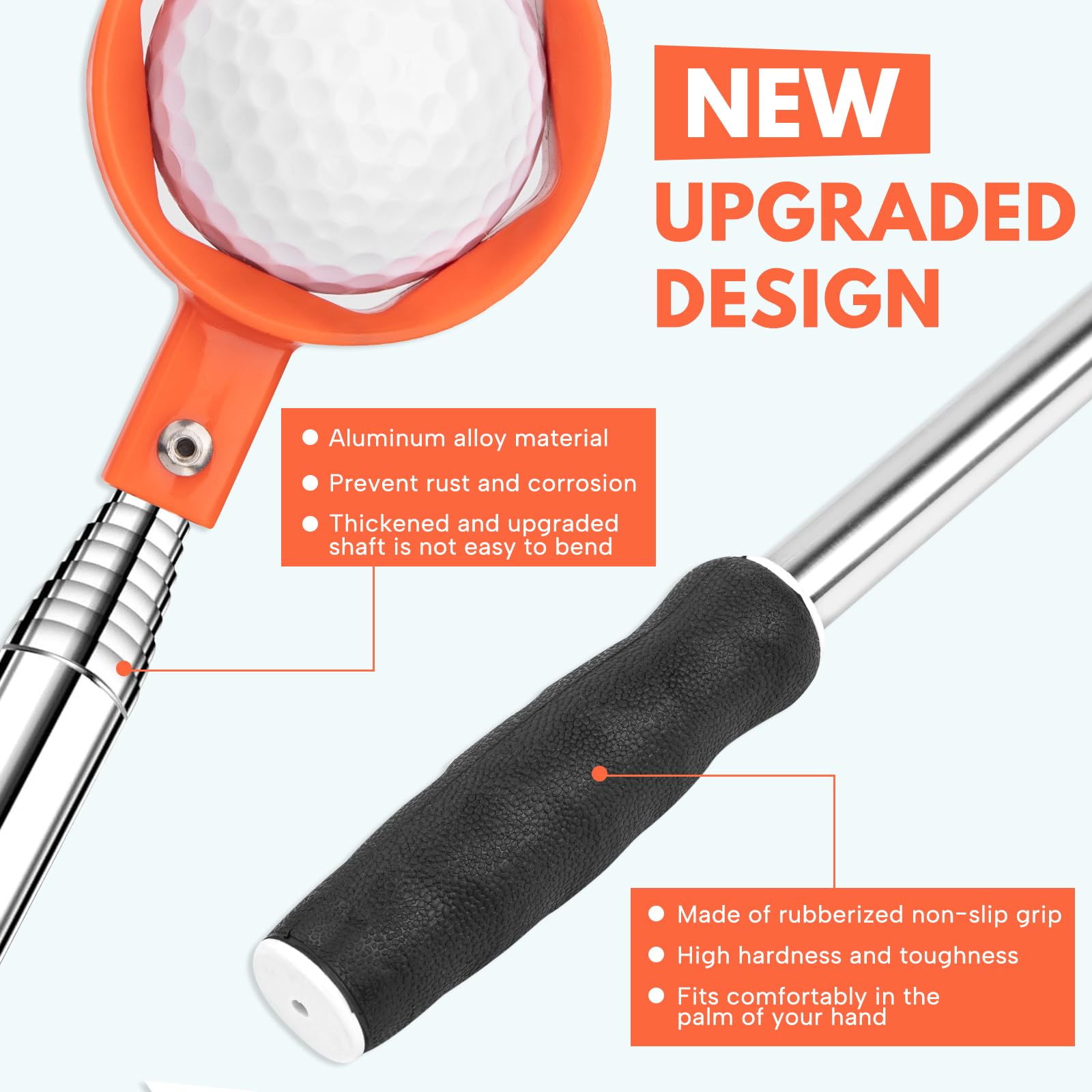 Montela Telescopic Golf Ball Retriever 9-12FT - Lightweight Aluminum Alloy Golf Ball Grabber for Water Hazards - Extendable Golf Accessory for Men - Perfect for Pond, Lake & Course Retrieval