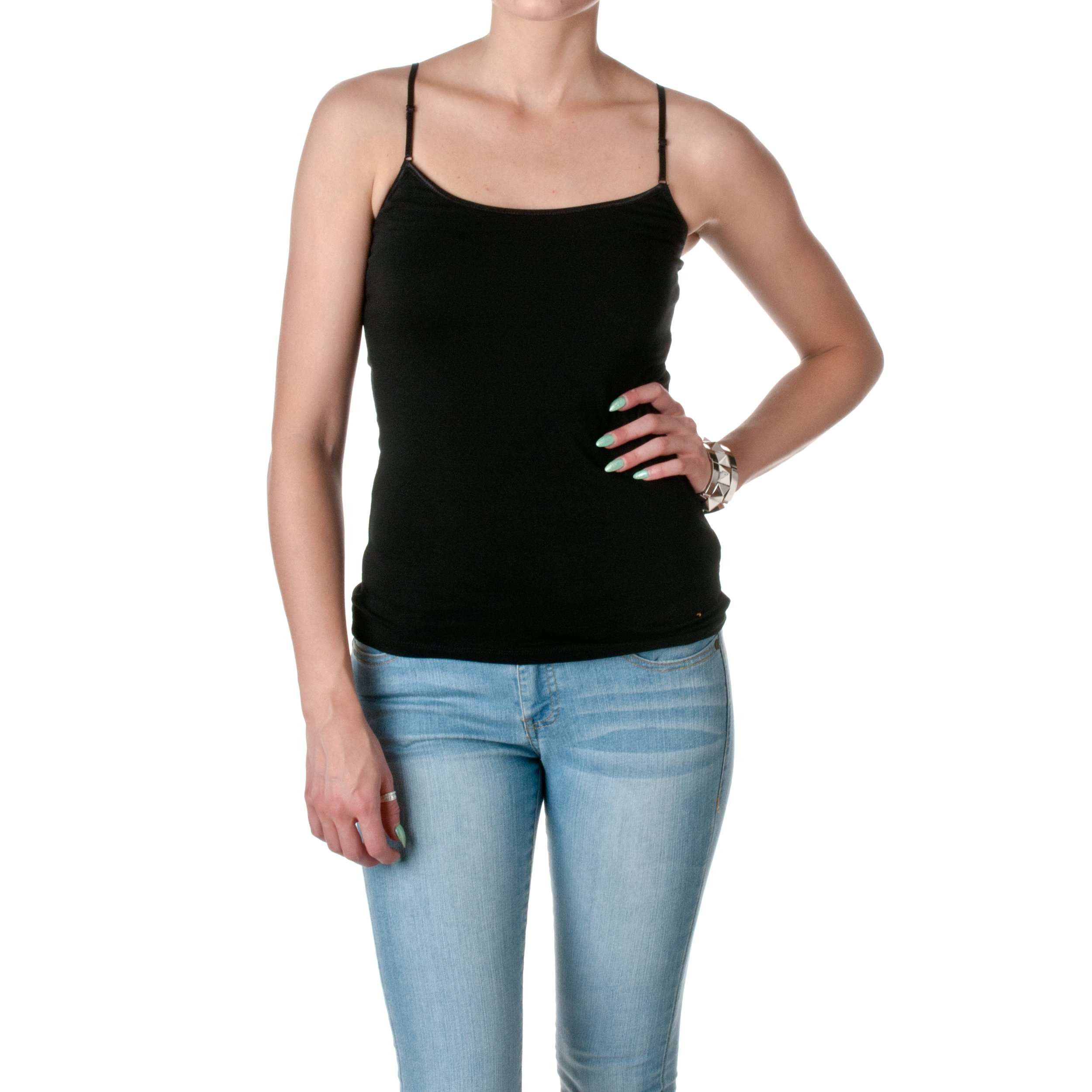 Women's Cami Camisole with Built-in Shelf Bra & Adjustable Spaghetti Straps - Comfortable Stretchy Tank Top for Layering, Sleepwear or Casual Outfits
