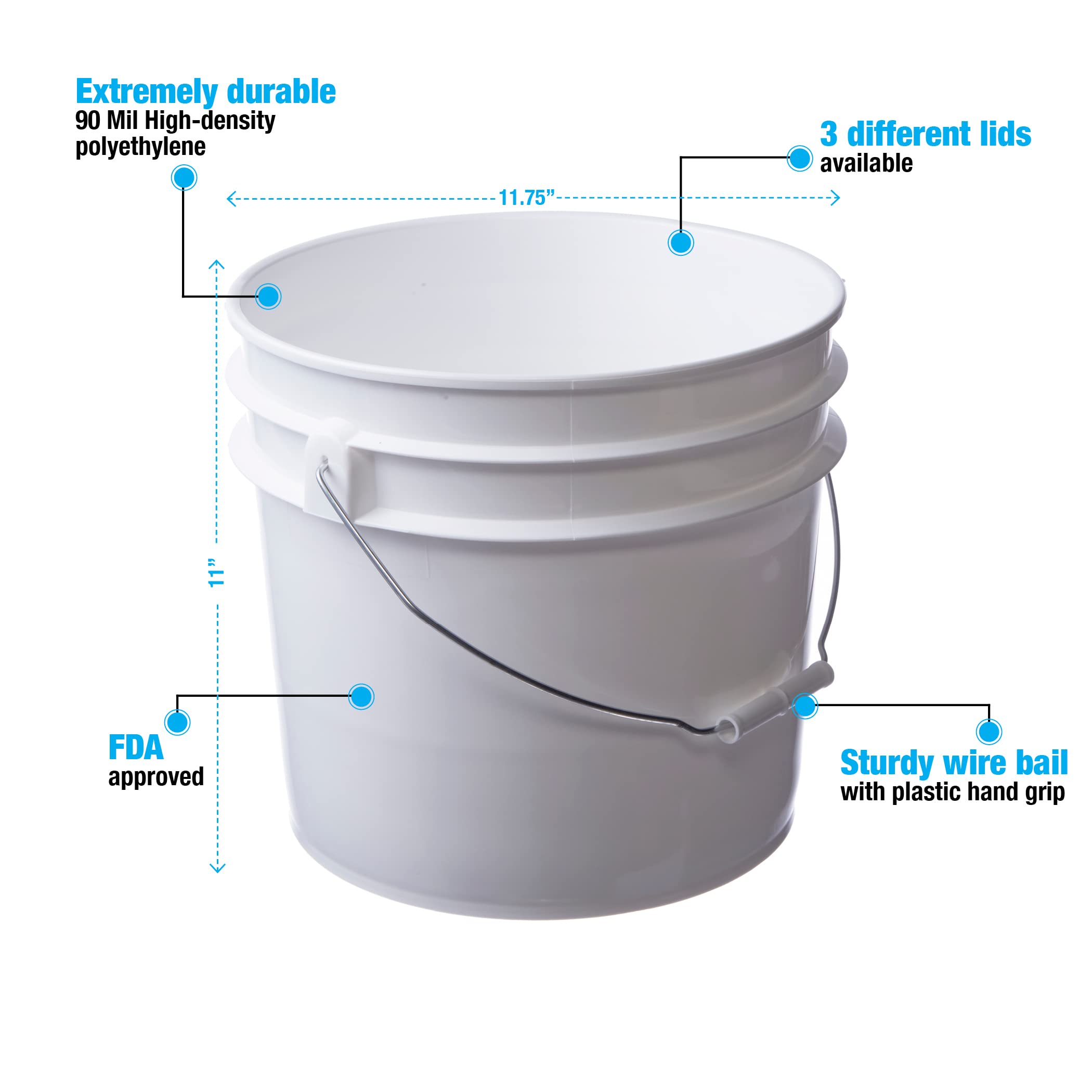 **Premium 3.5 Gallon White Bucket with Spouted Lid – 4 Pack – Durable & Leak-Proof for Home, Garden, and DIY Projects**    *(Use Cases: Perfect for paint mixing, gardening, cleaning supplies storage, and construction projects.)*
