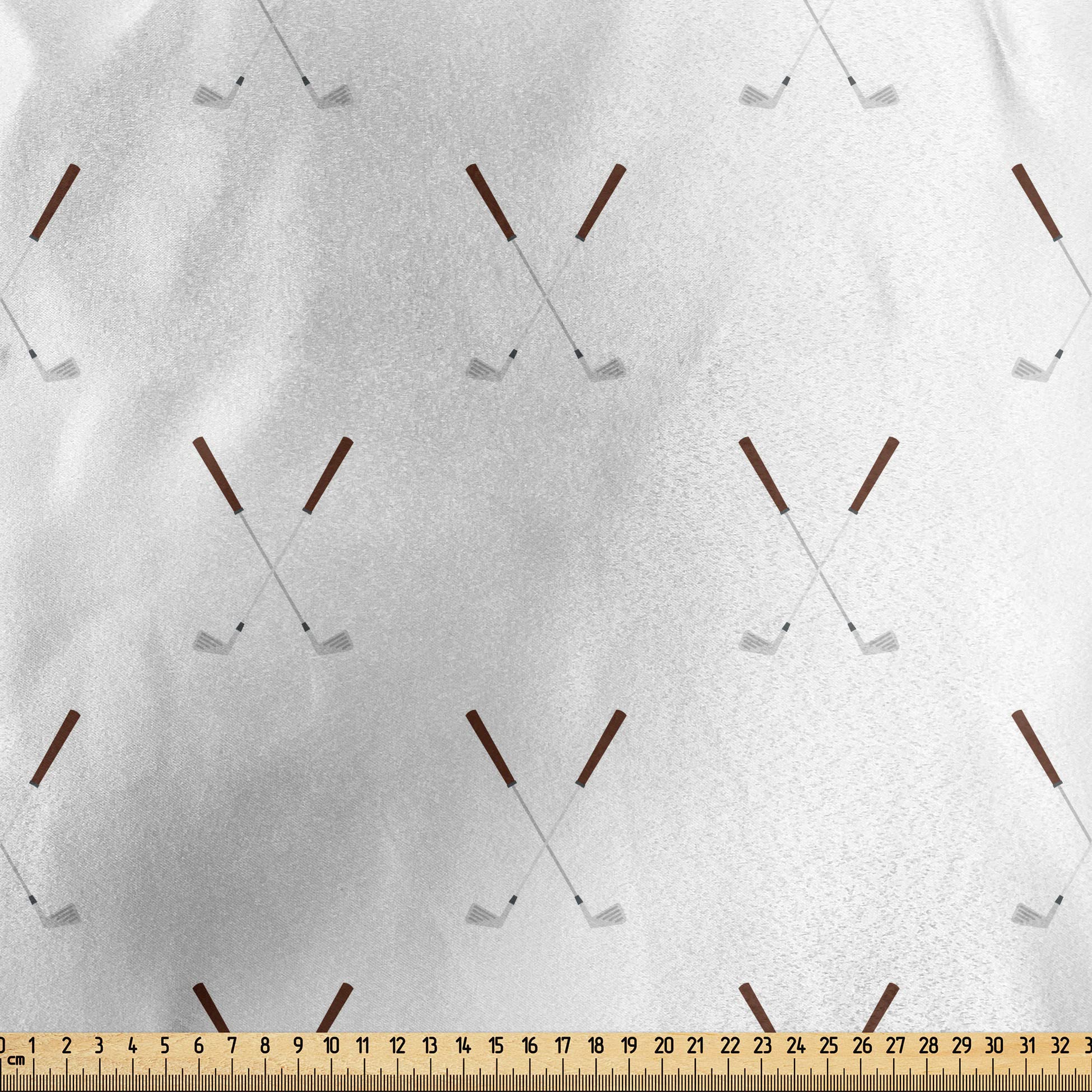 Ambesonne Golf Fabric by The Yard - Premium Satin Material with Golf Clubs Design for Sports Enthusiasts | Perfect for Home Decor, DIY Crafts, Upholstery & Sewing Projects | 3 Yards White Grey Fabric