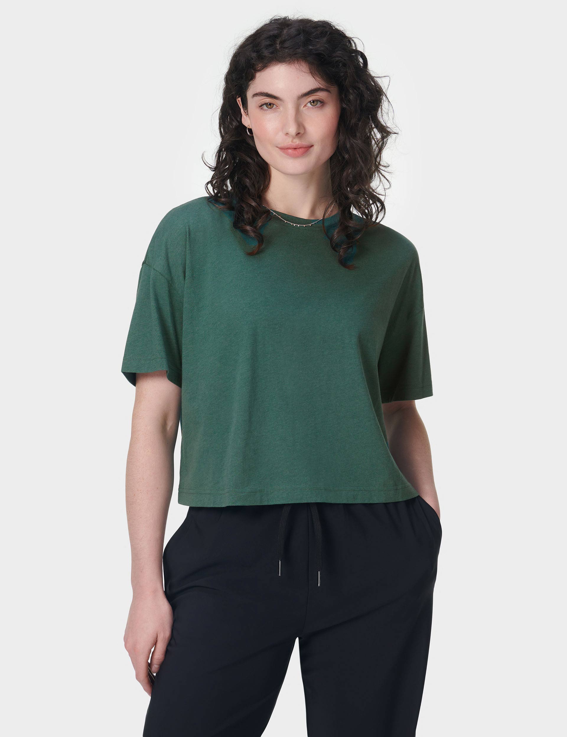 Essential Short Sleeve Crop T-Shirt for Women - Glade Green - Comfortable Casual Summer Top for Outfits, Streetwear & Beach Vacation
