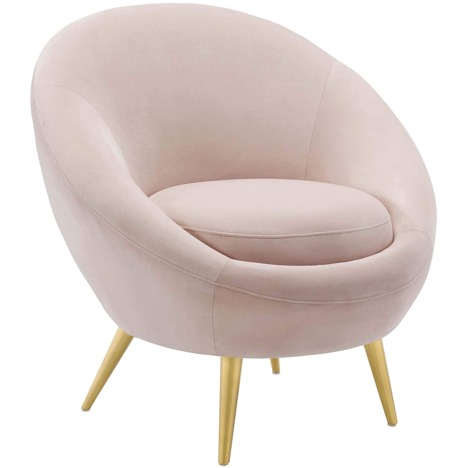 Modway Circuit Modern Velvet Accent Chair - Pink Curved Back Lounge Chair for Living Room, Bedroom & Office - Stylish Comfortable Seating for Home Decor