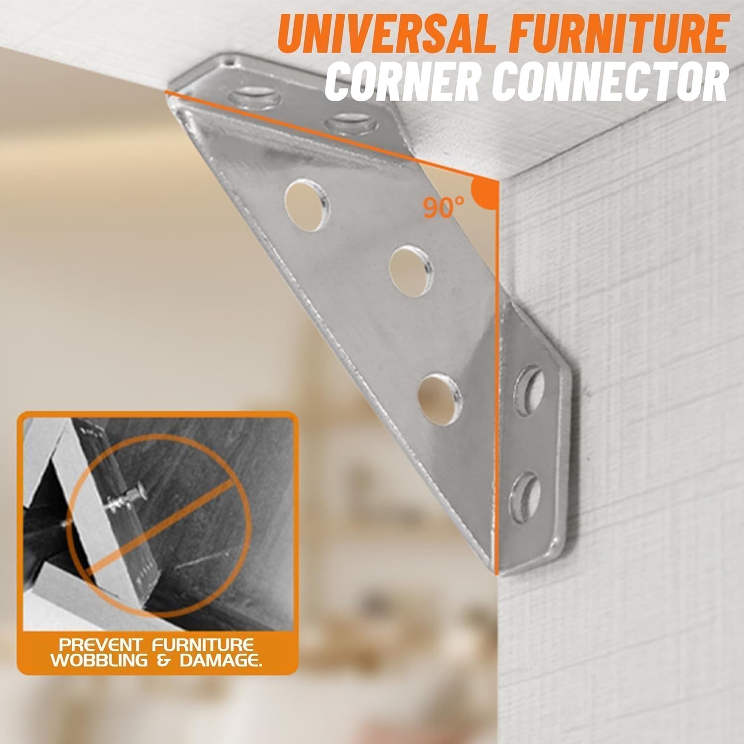 20PCS Universal Stainless Steel Furniture Corner Connectors - Heavy Duty Angle Fastener Brackets with Screws for Wood Furniture, Cabinets, Shelves & DIY Projects - Metal Triangle Braces for Secure Joints & Sturdy Construction