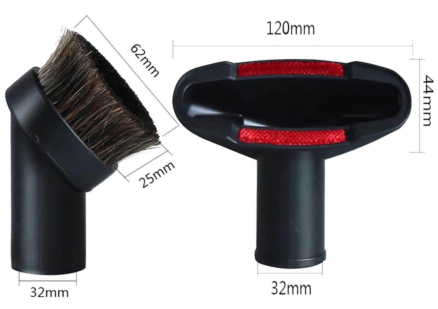 6-Piece Vacuum Cleaner Accessories Kit - 1 1/4 inch & 1 3/8 inch Hose Attachments with Brush for Standard Vacuums | Perfect for Hard Floors, Carpets, Upholstery & Tight Spaces