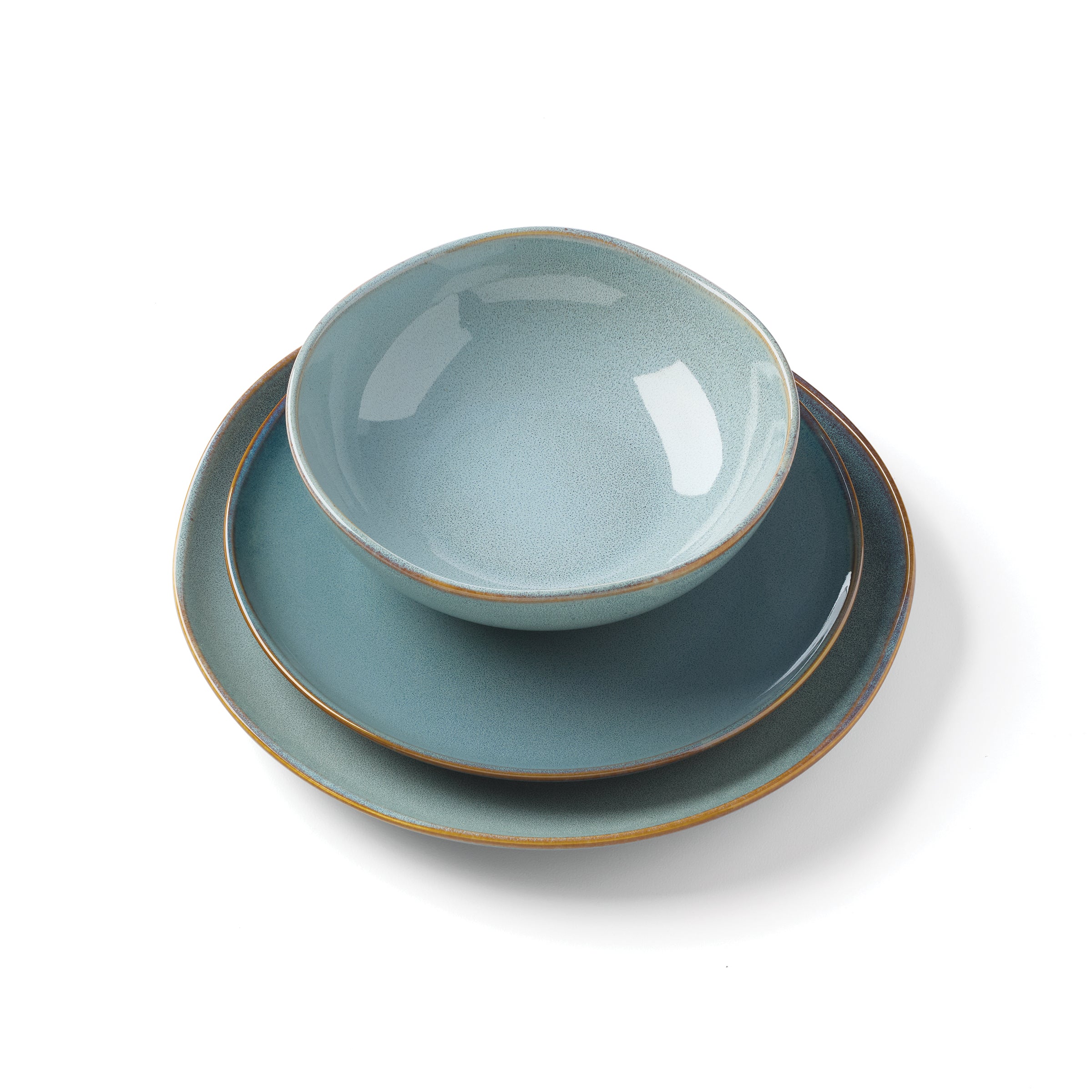 Premium Organic Shades Blue 12-Piece Dinnerware Set - Eco-Friendly Porcelain Plates & Bowls for Everyday Dining & Entertaining