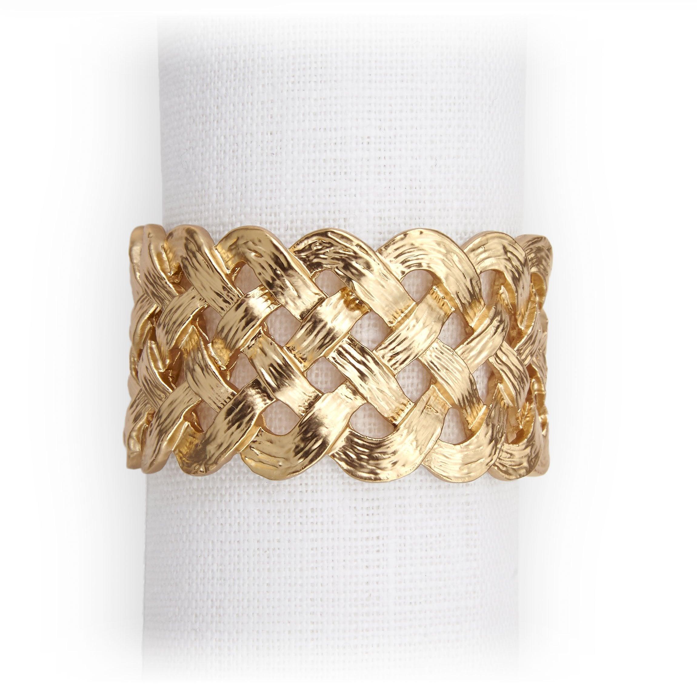 Elegant Braided Napkin Rings Set of 4 - Gold Silver Table Decor for Wedding, Dinner Party & Holiday Place Settings