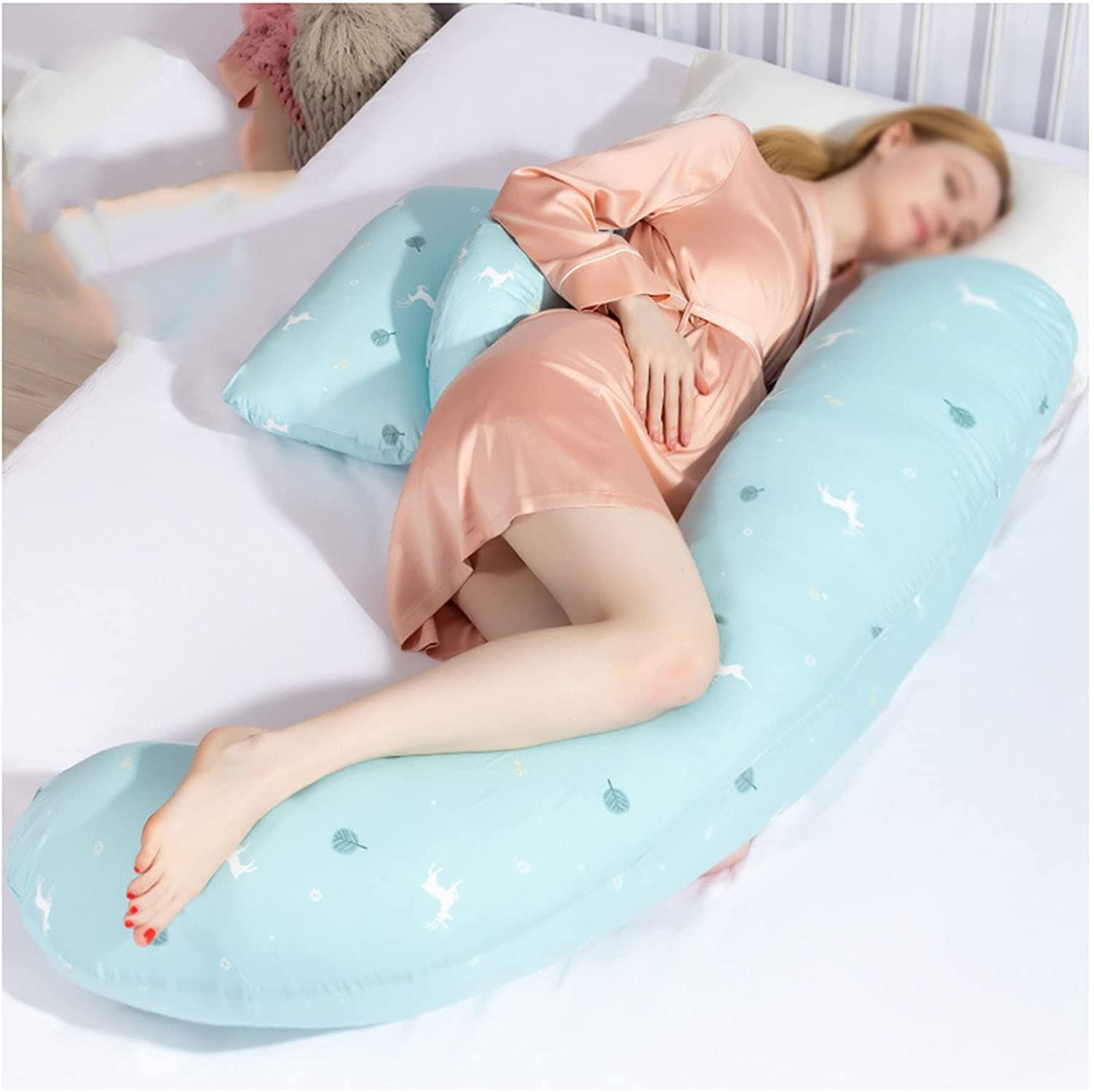 Maternity Pillow H-Shape Side Sleeping Pillow with Scientific Partition & Invisible Zipper - Full Inner Tank, Multi-Functional Design for Leg Edema Relief - Perfect for Pregnancy Comfort & Postpartum Recovery